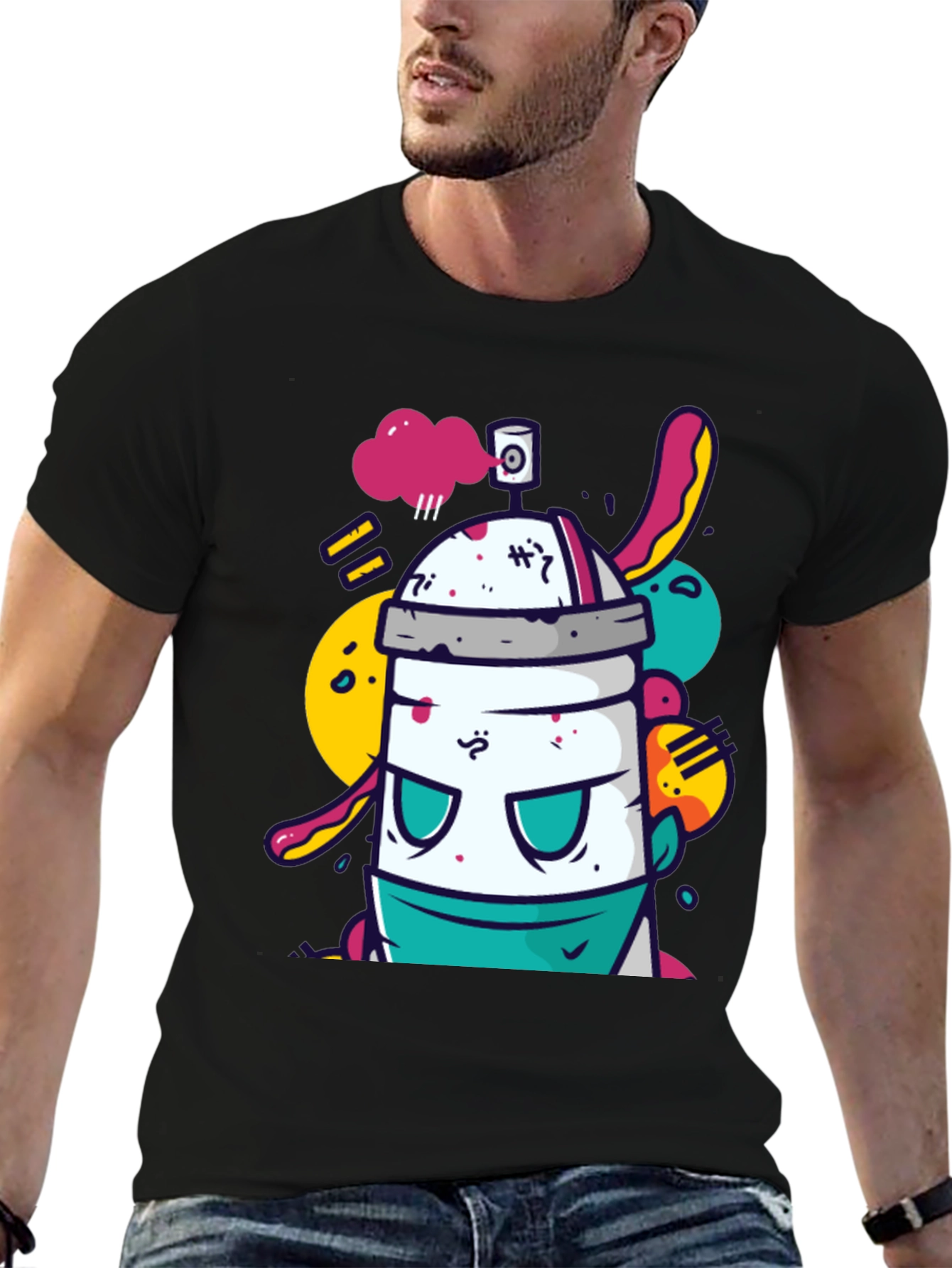 Funky Spray Can Graphic T-Shirt