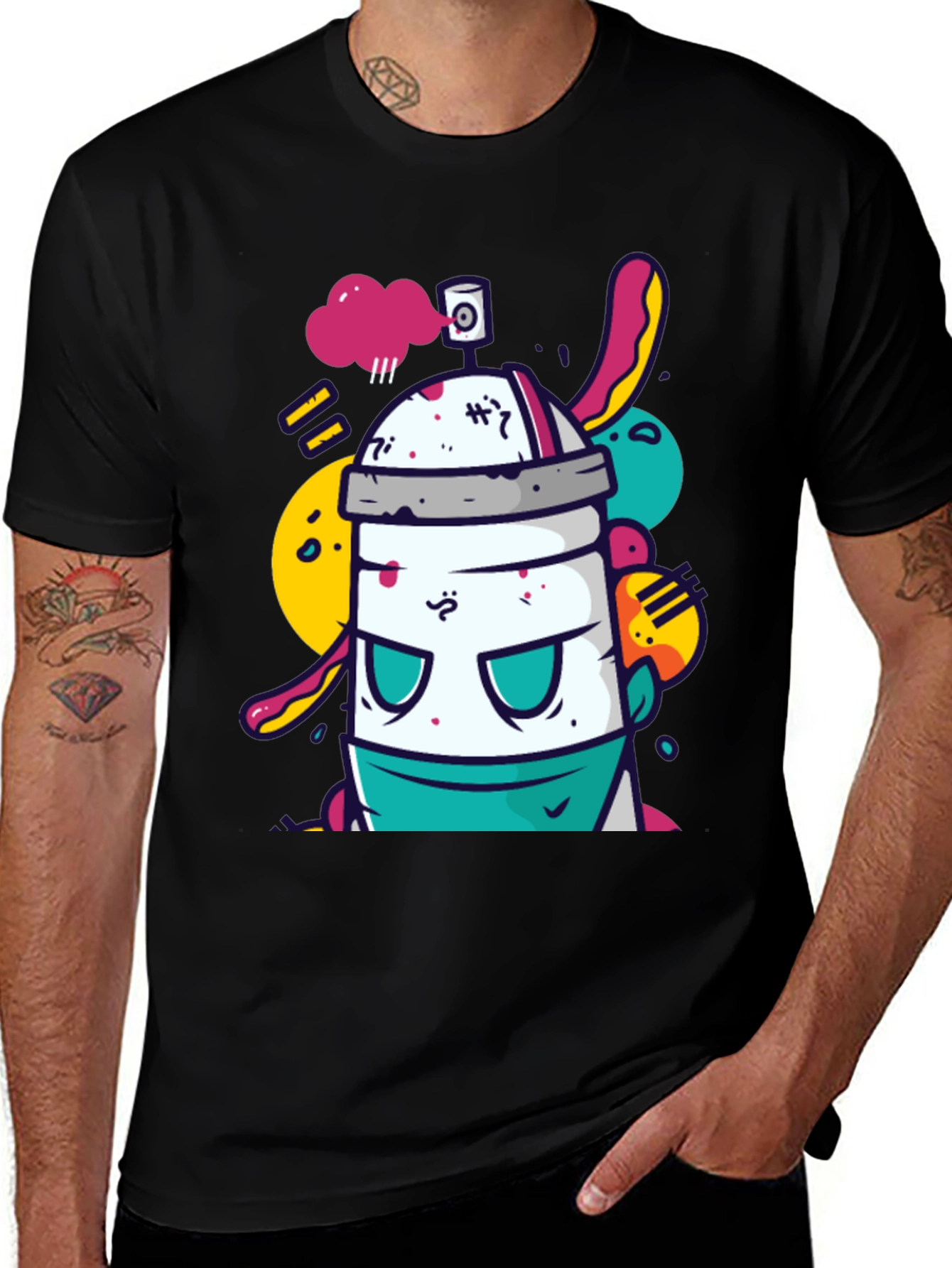 Funky Spray Can Graphic T-Shirt
