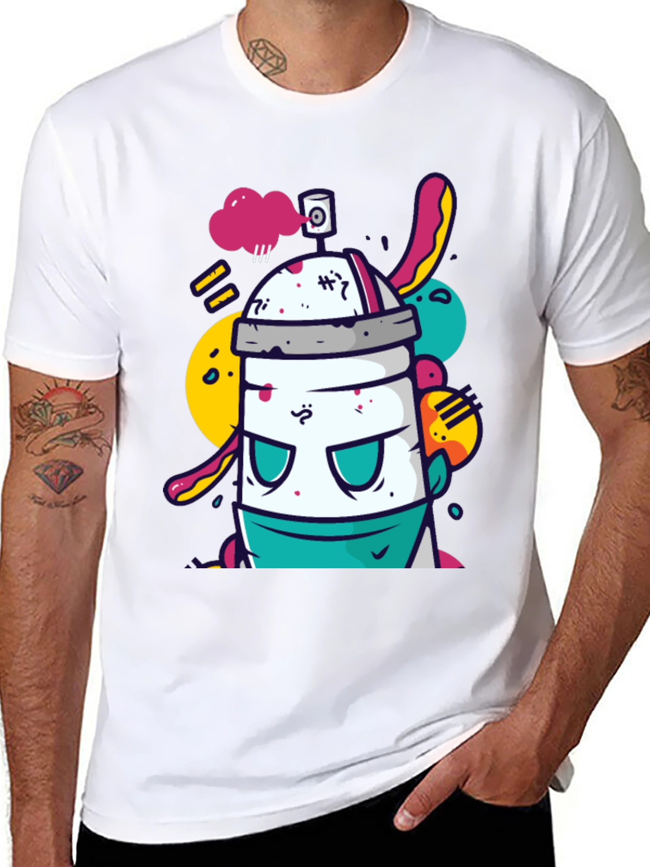 Funky Spray Can Graphic T-Shirt