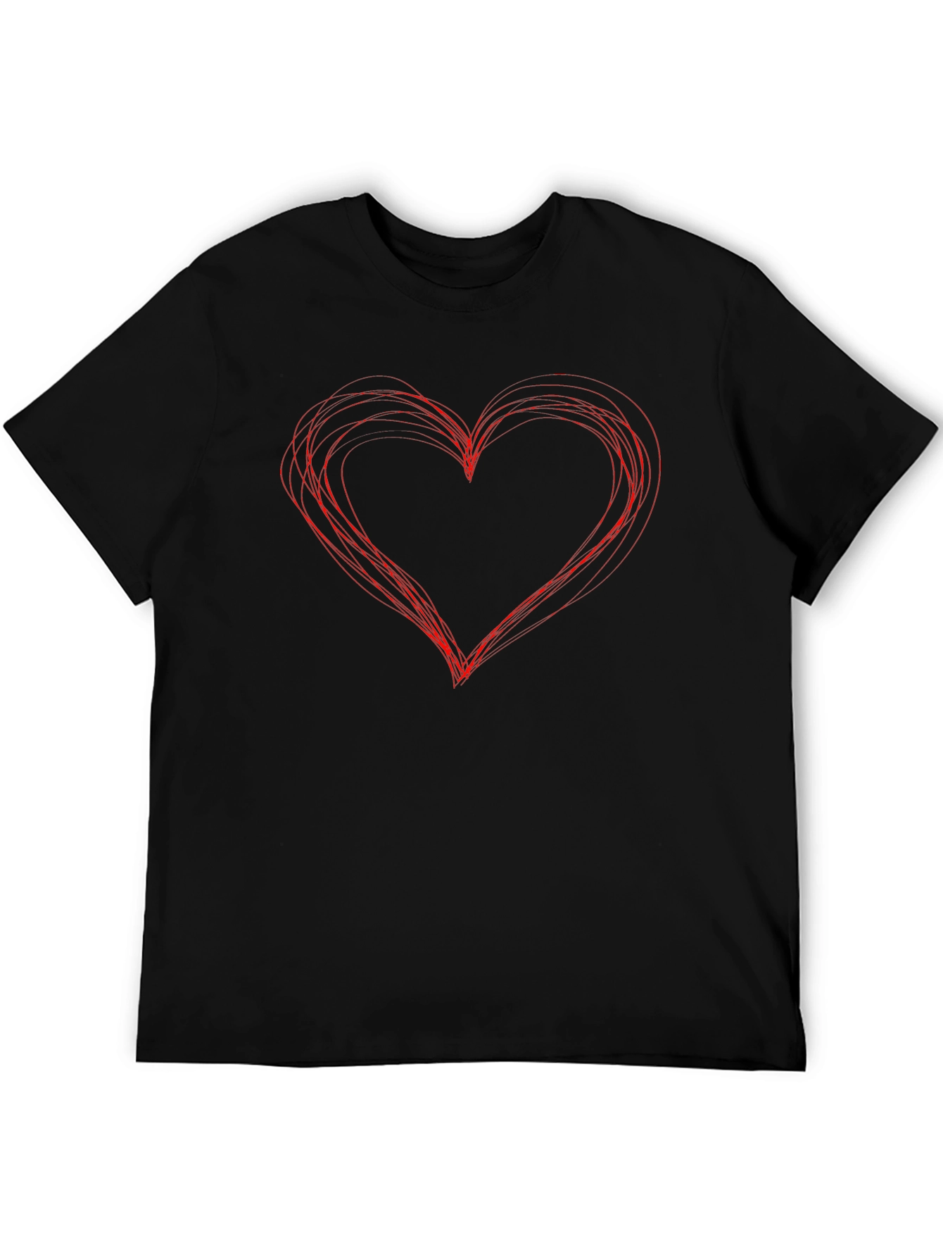 Black T-Shirt with Scribbled Heart Design