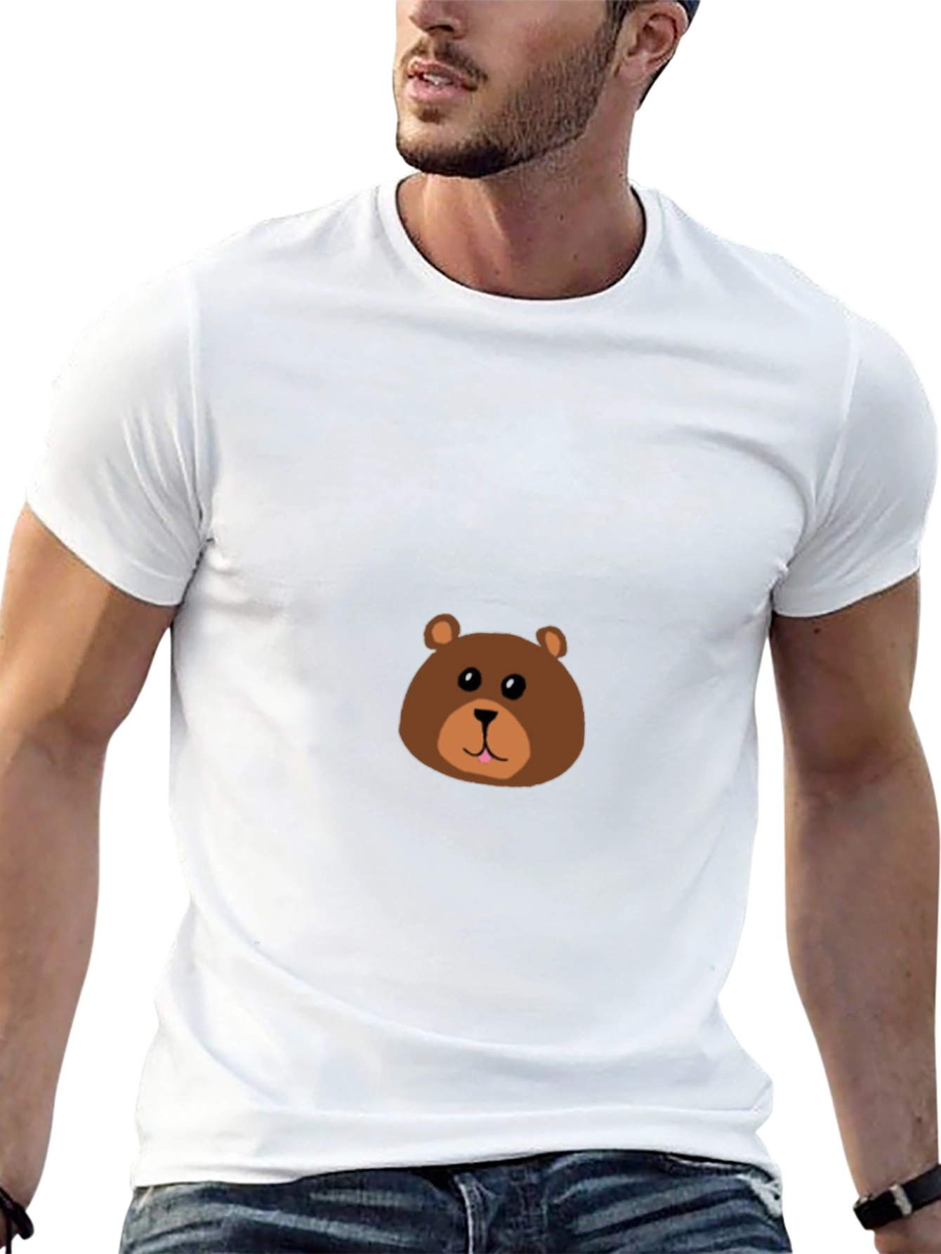 Cute Bear Face Black T-Shirt