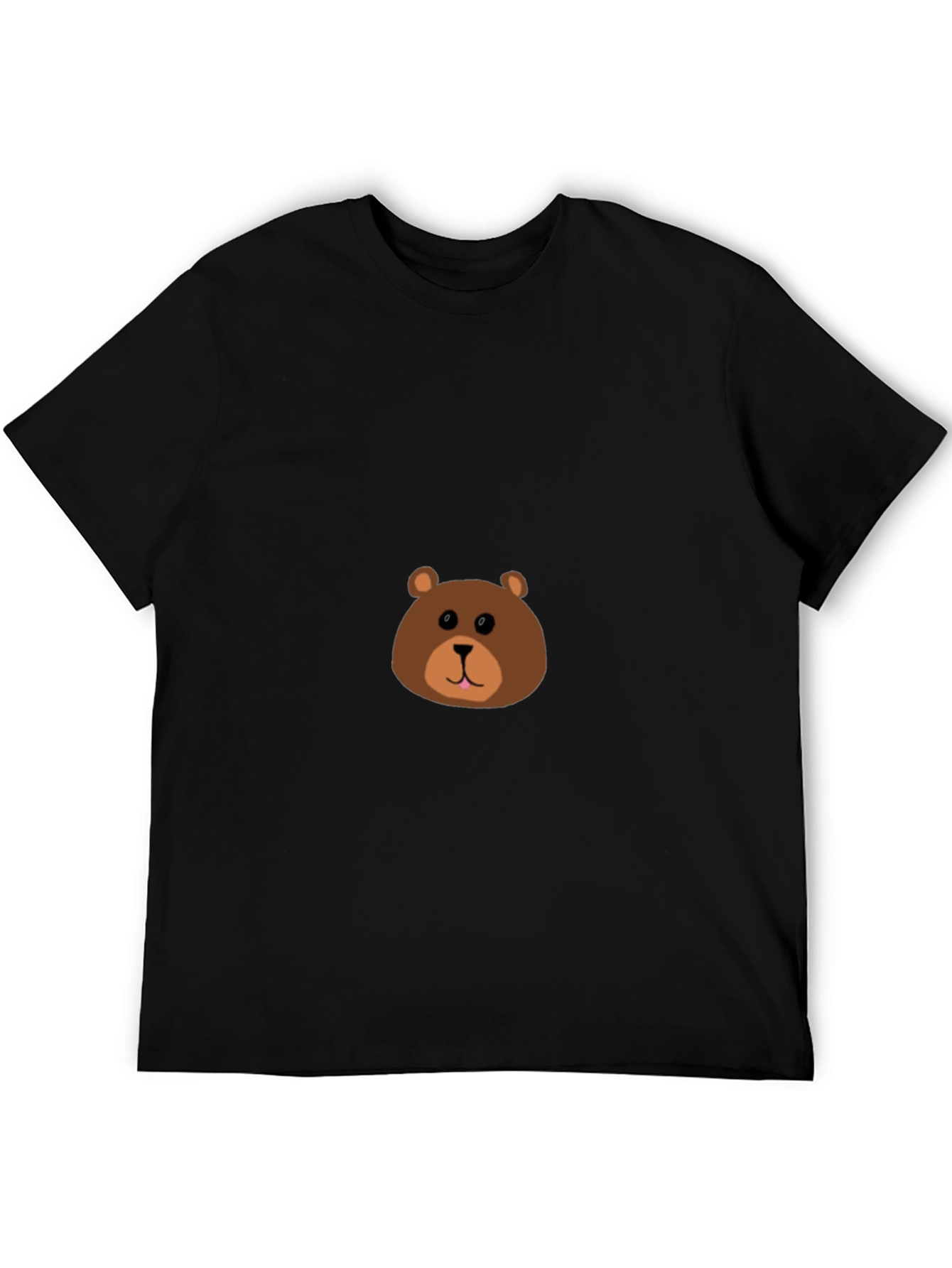 Cute Bear Face Black T-Shirt