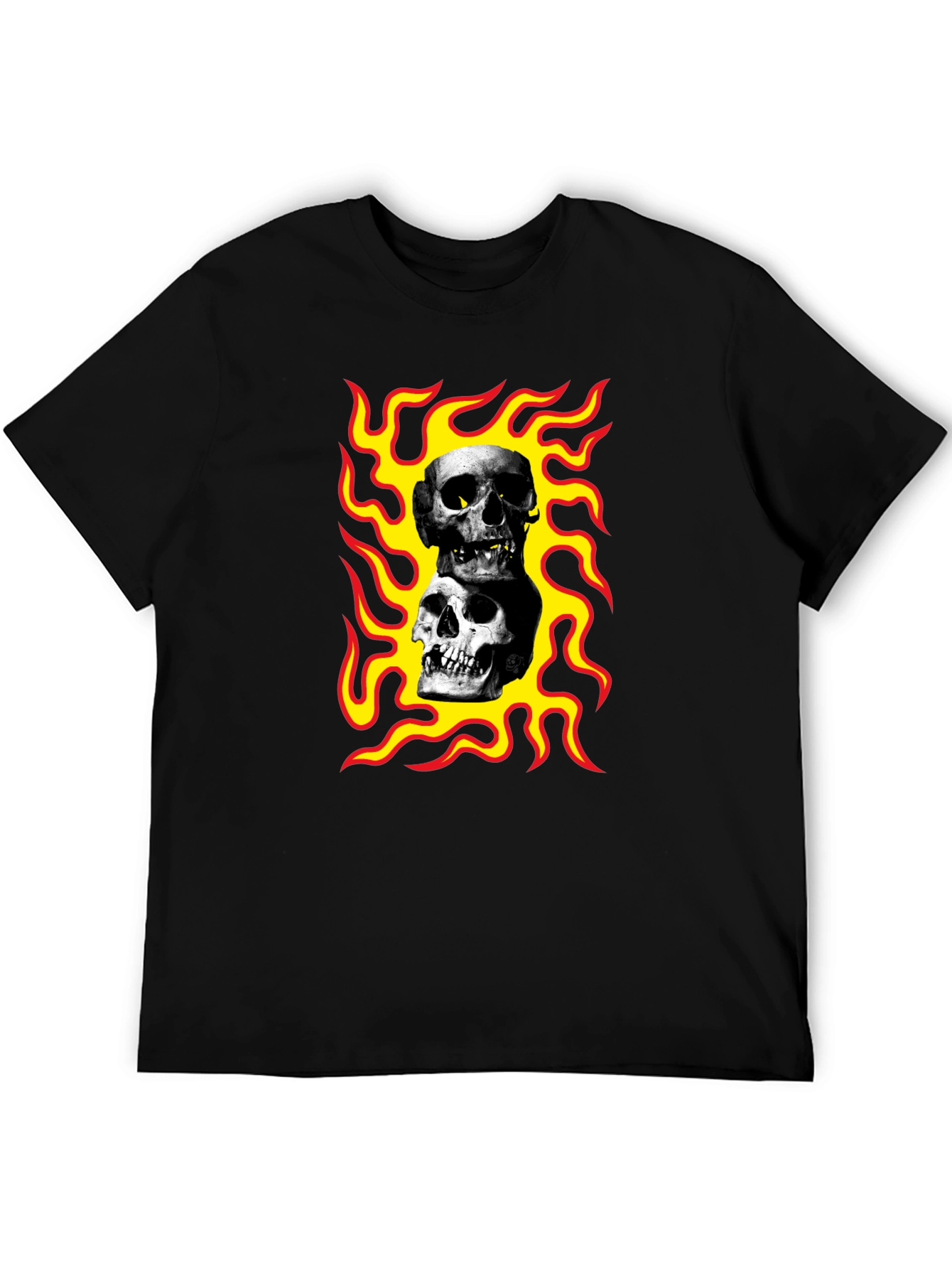 Skulls on Fire Graphic Tee - Rocker Style