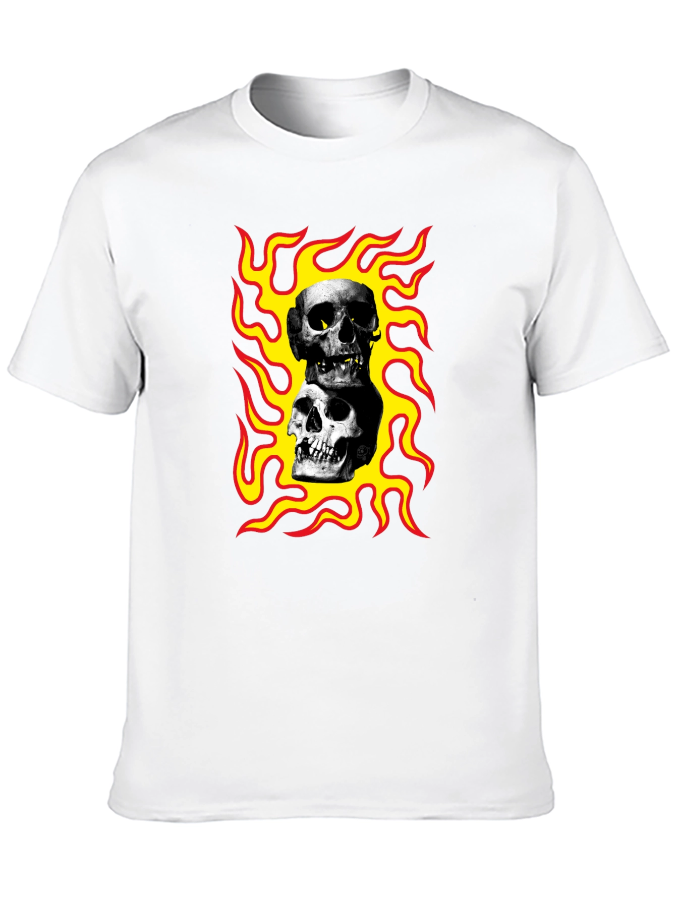 Skulls on Fire Graphic Tee - Rocker Style