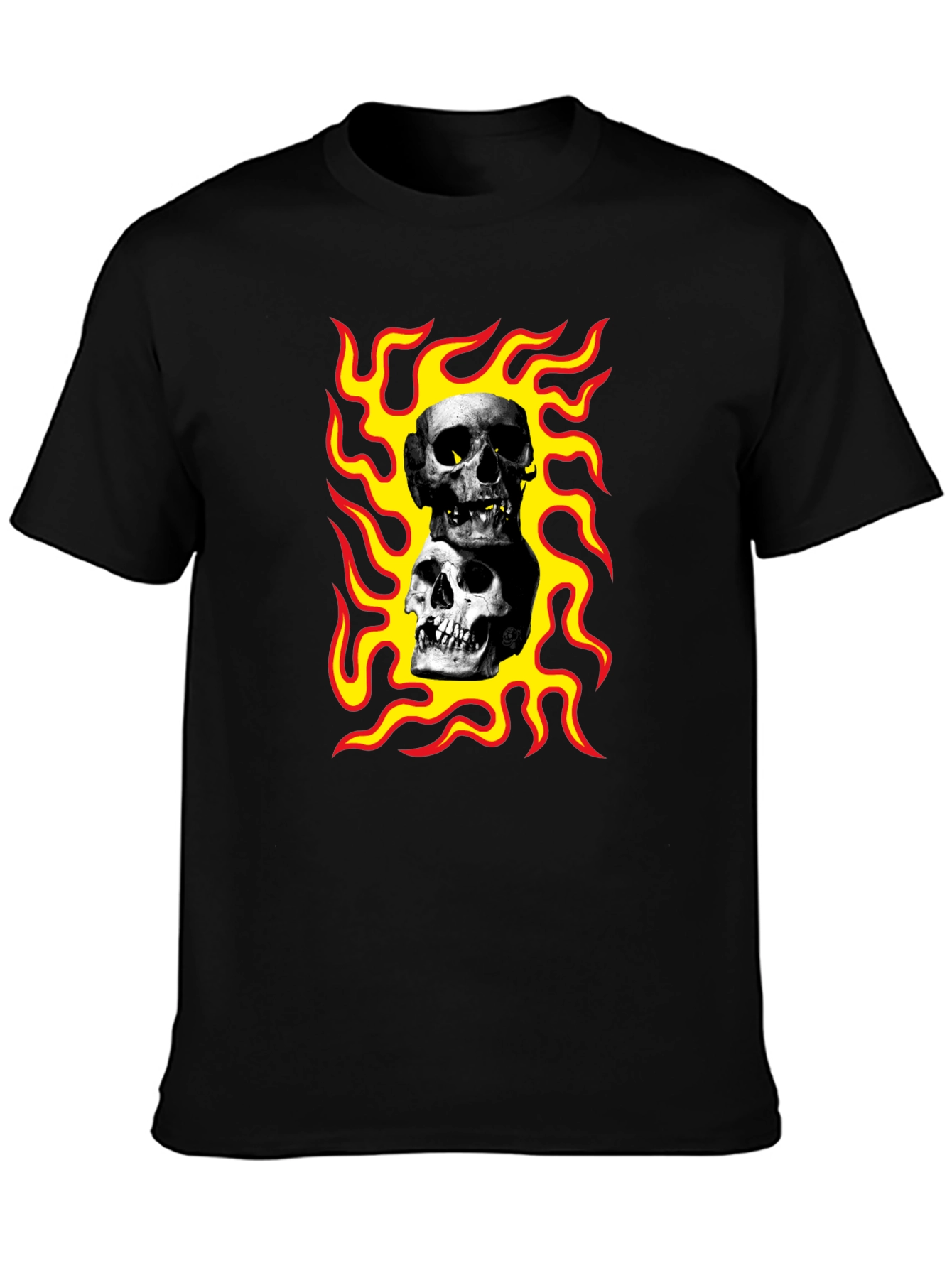 Skulls on Fire Graphic Tee - Rocker Style