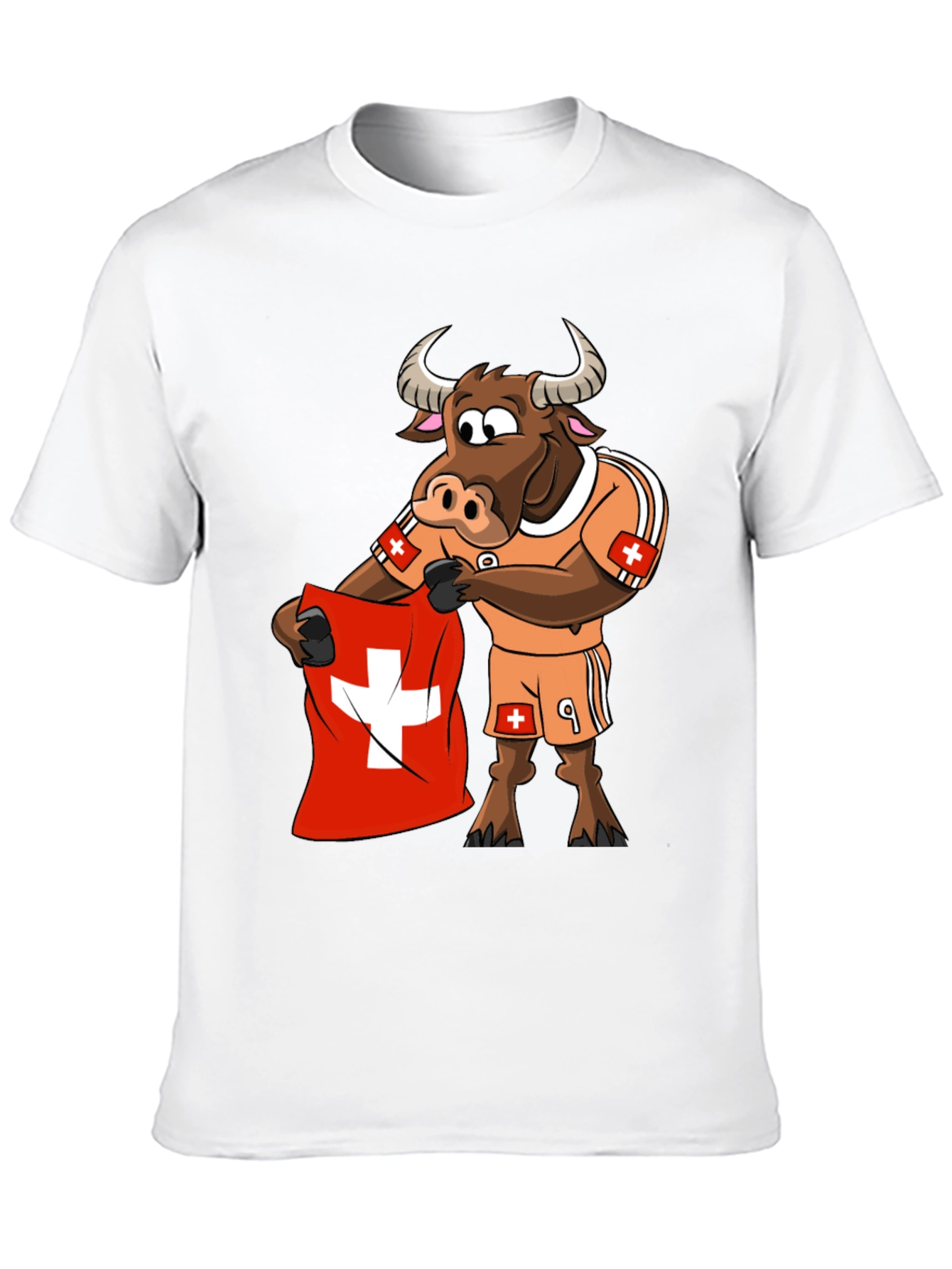 Swiss Bull Soccer Fan T-Shirt - Black Cotton Tee