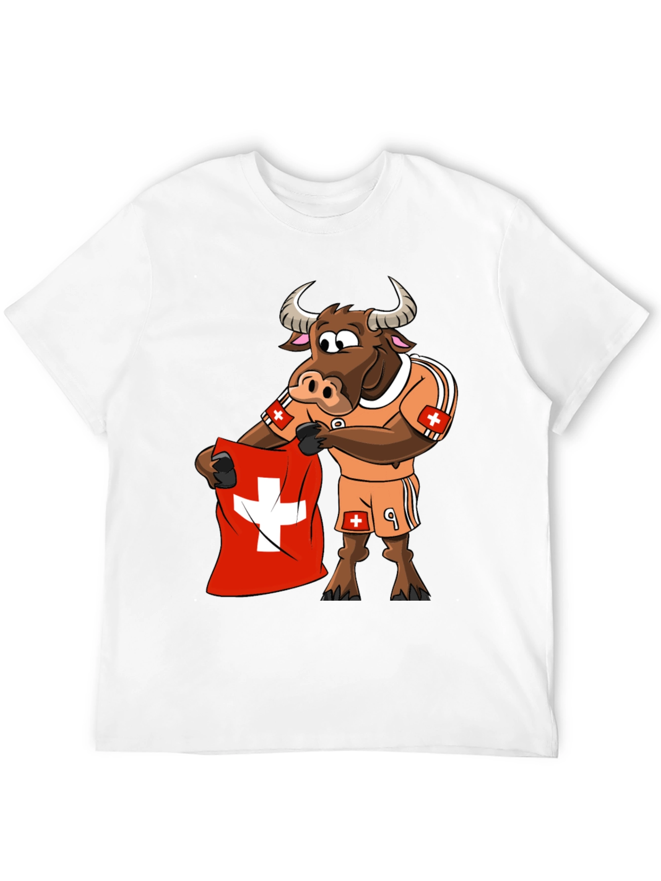 Swiss Bull Soccer Fan T-Shirt - Black Cotton Tee