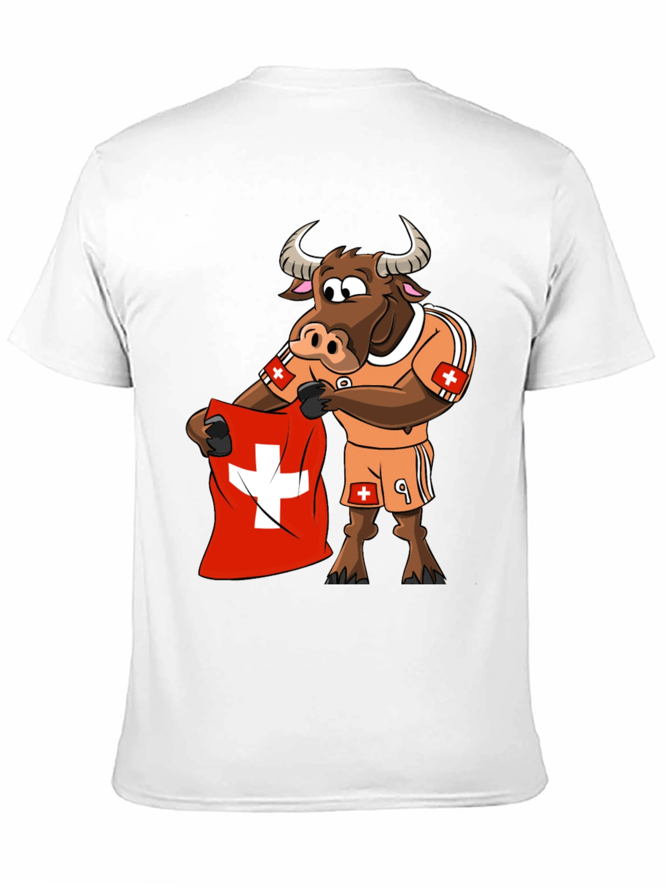 Swiss Bull Soccer Fan T-Shirt - Black Cotton Tee