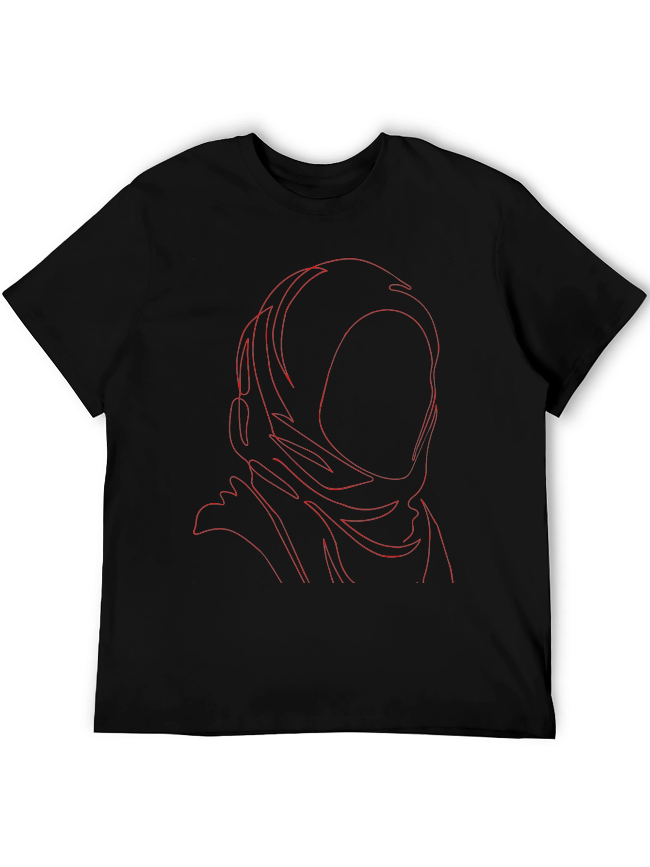 Abstract Red Line Art Black T-Shirt