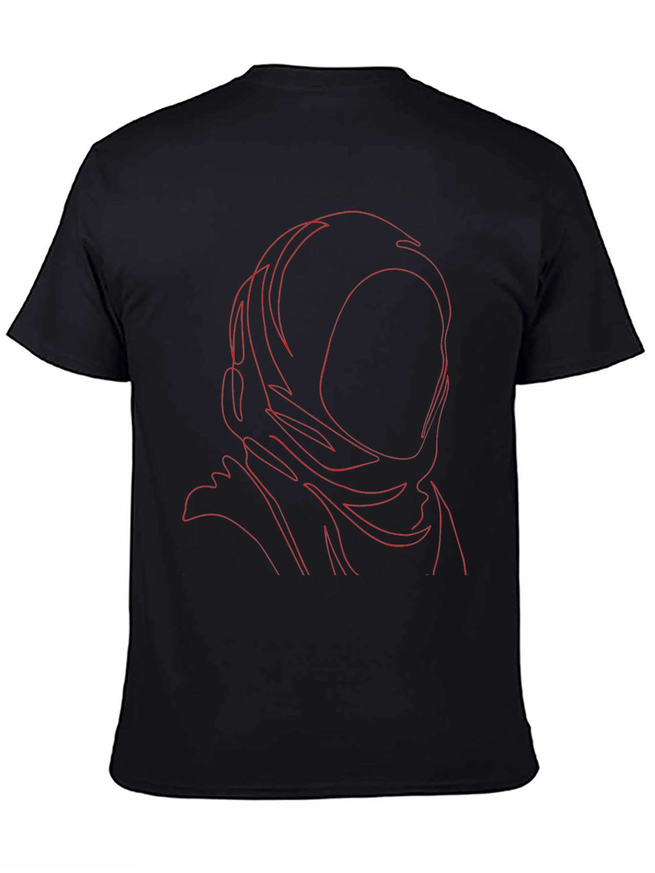 Abstract Red Line Art Black T-Shirt