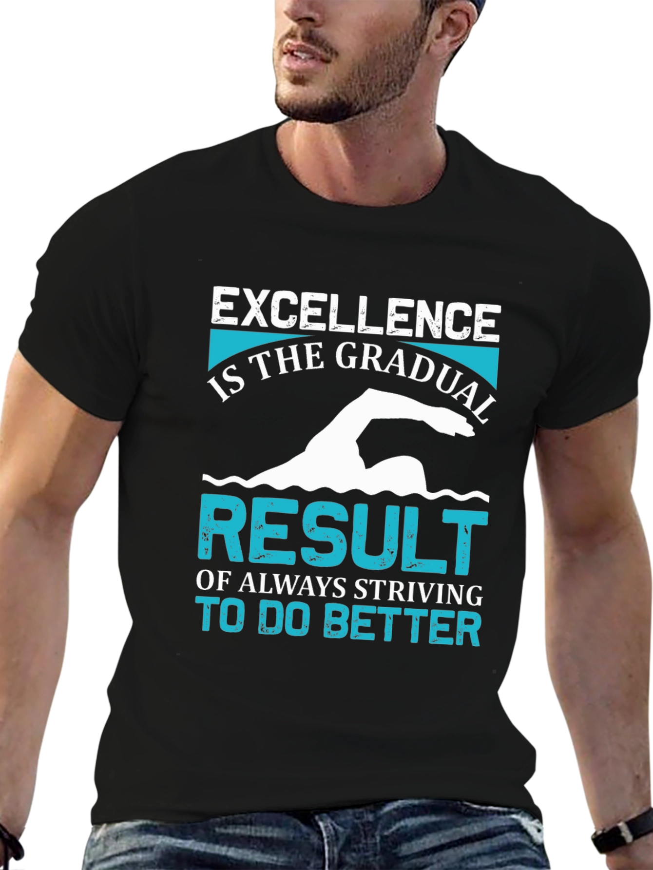 Excellence Swimmer T-Shirt - Motivational Graphic Tee
