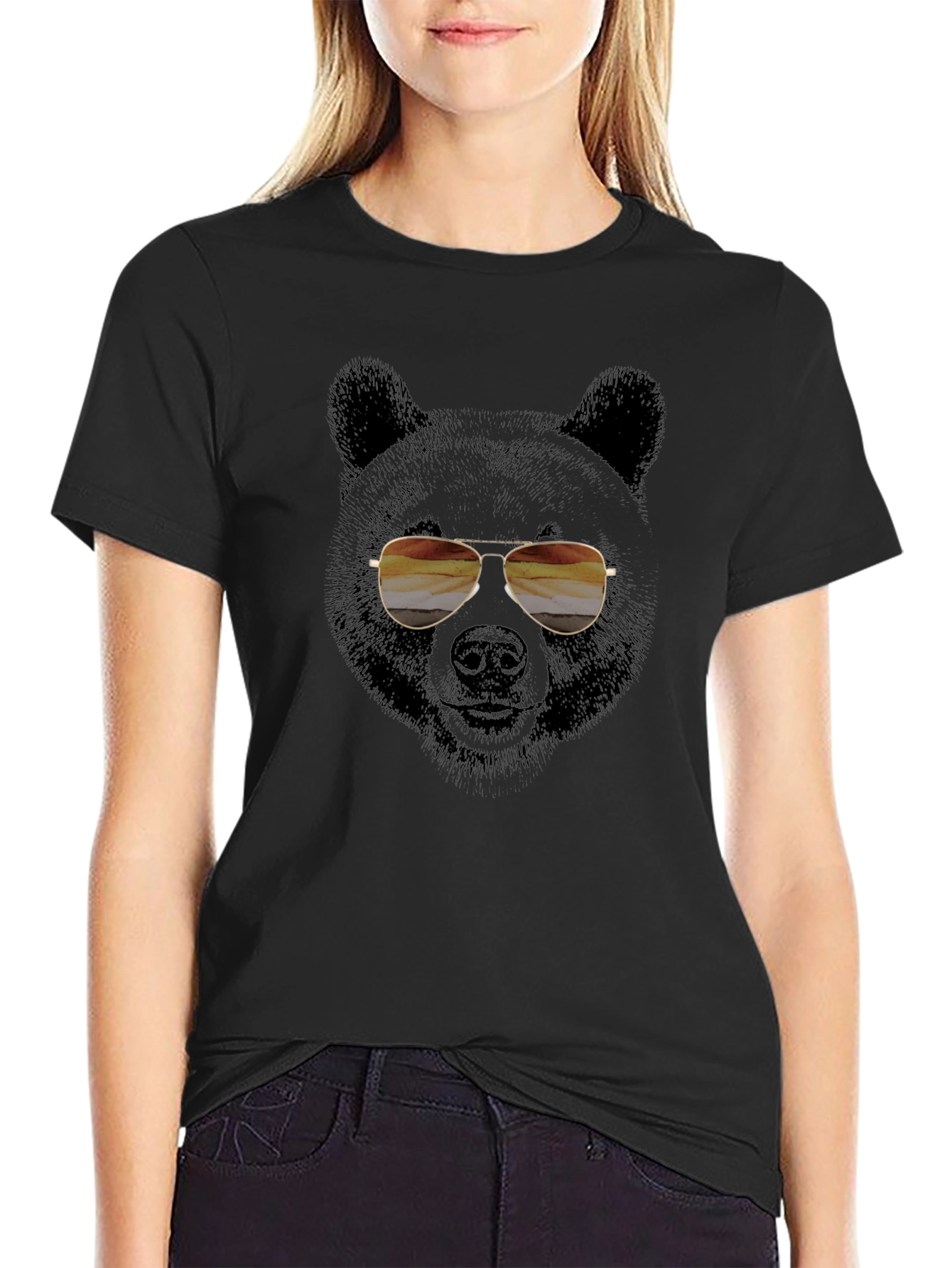 Cool Bear with Aviator Sunglasses Graphic Tee