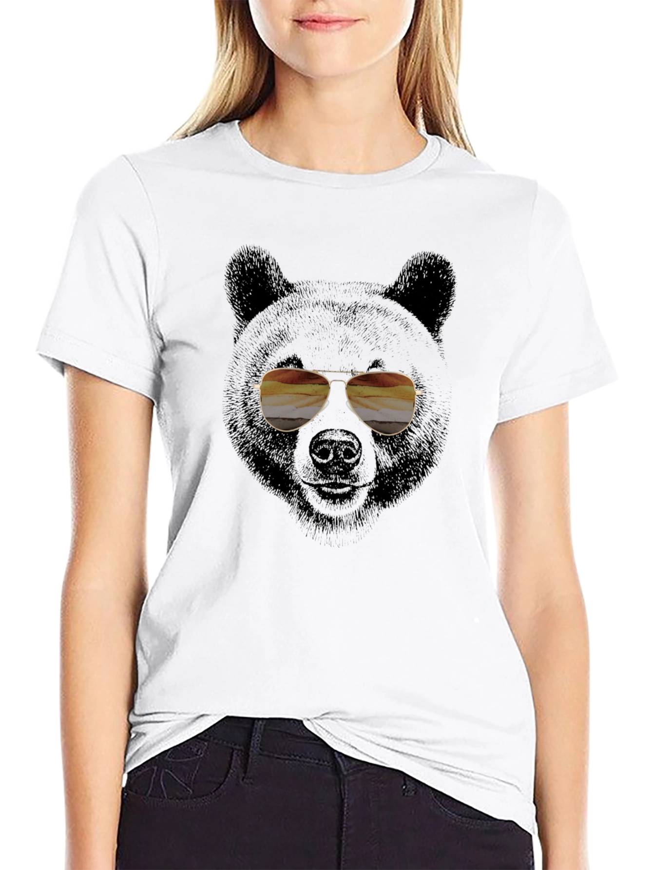 Cool Bear with Aviator Sunglasses Graphic Tee