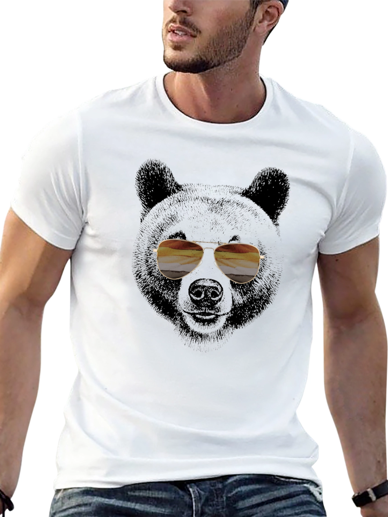 Cool Bear with Aviator Sunglasses Graphic Tee