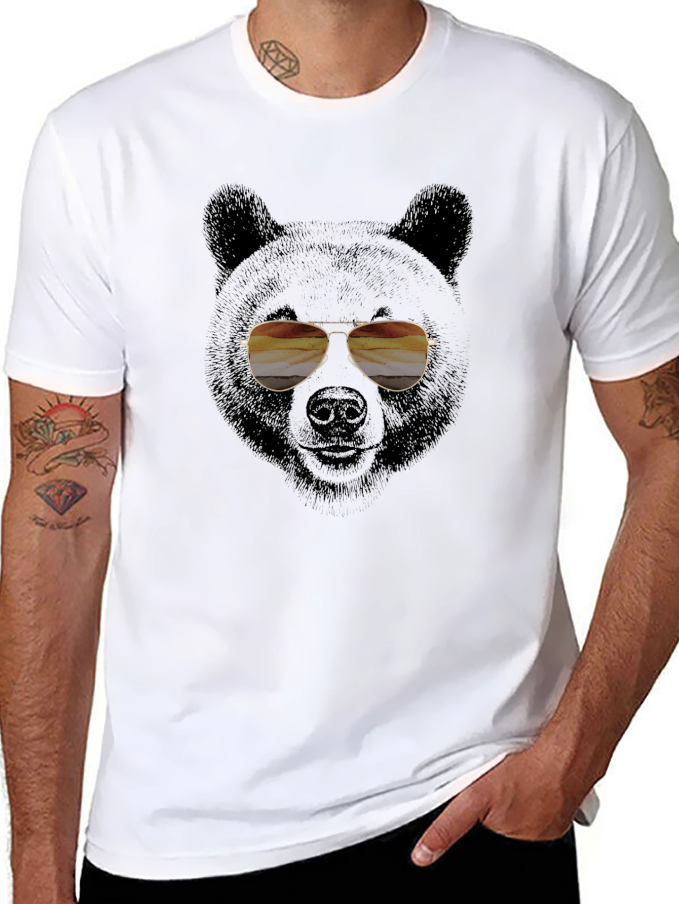 Cool Bear with Aviator Sunglasses Graphic Tee