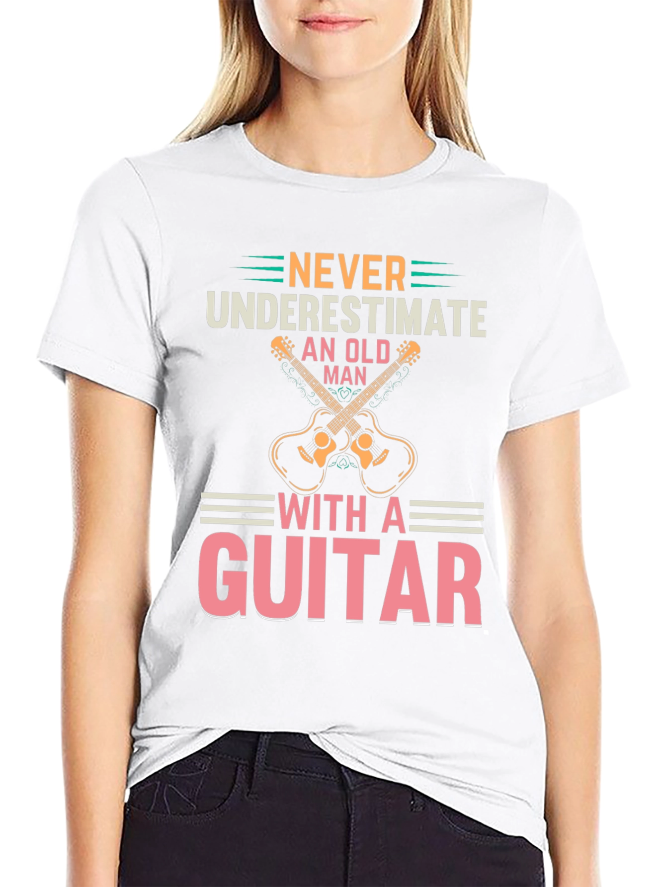 Never Underestimate Old Man with a Guitar Tee