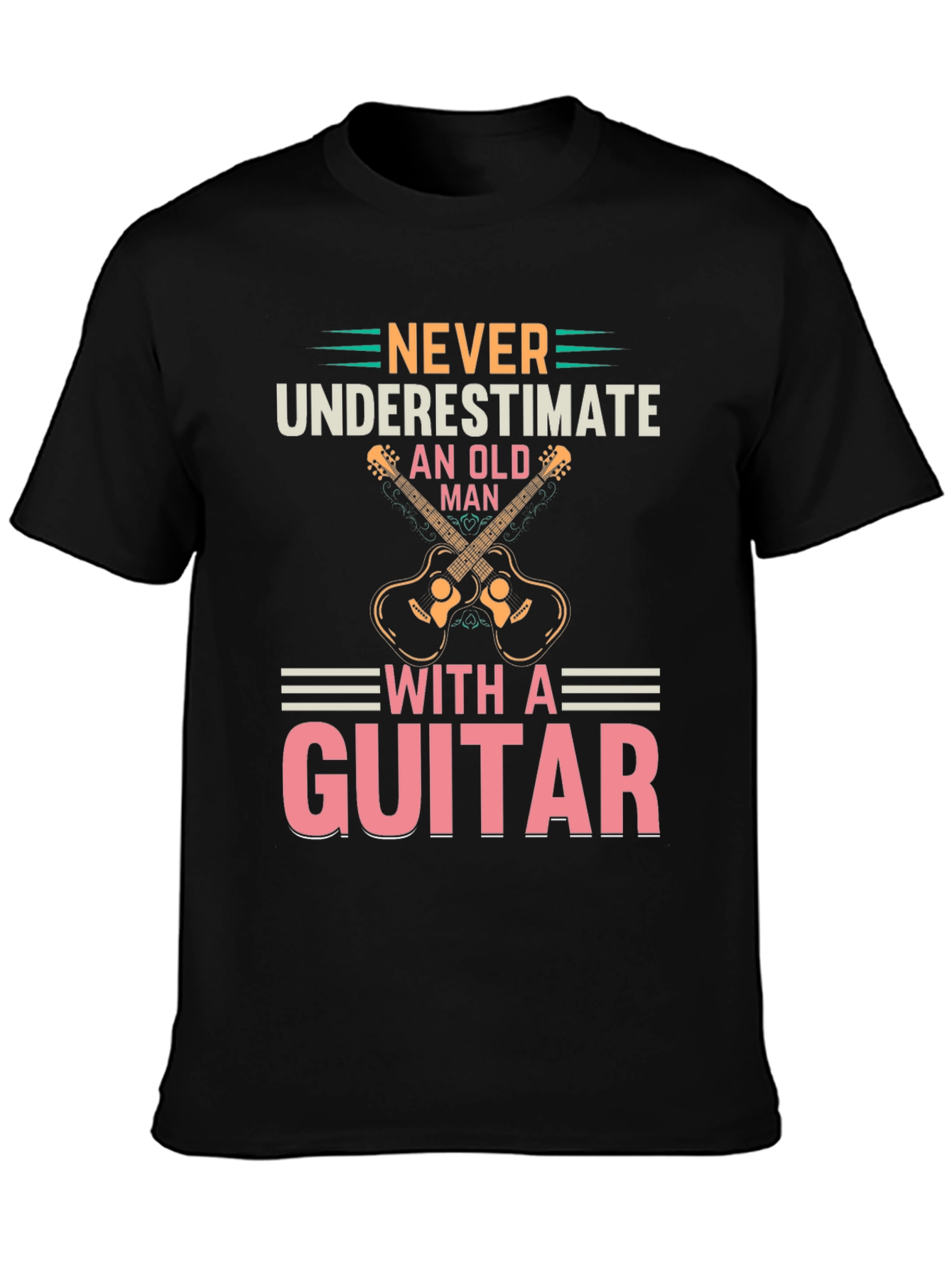 Never Underestimate Old Man with a Guitar Tee