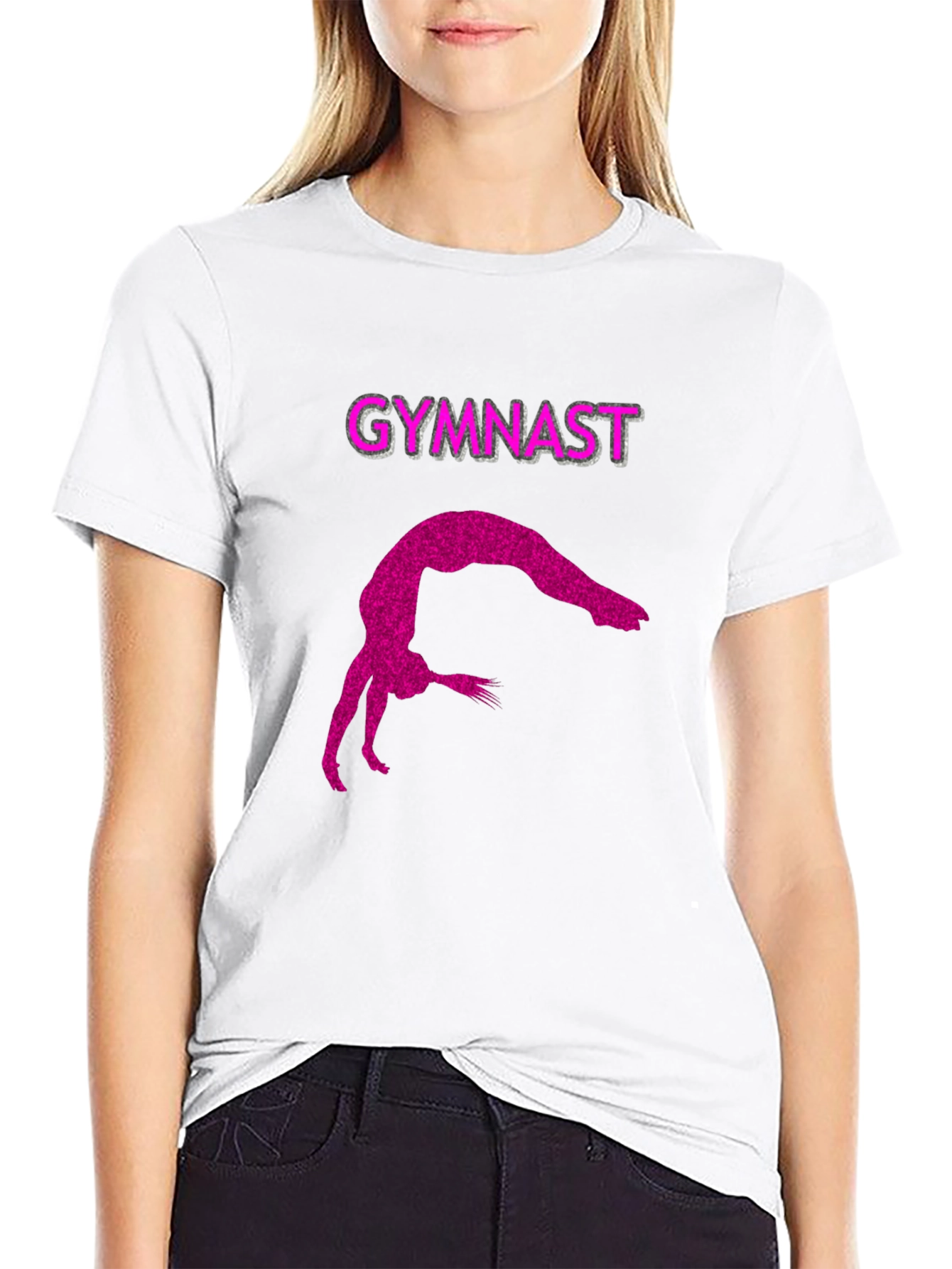 Gymnast Silhouette Tee - Black Cotton Blend
