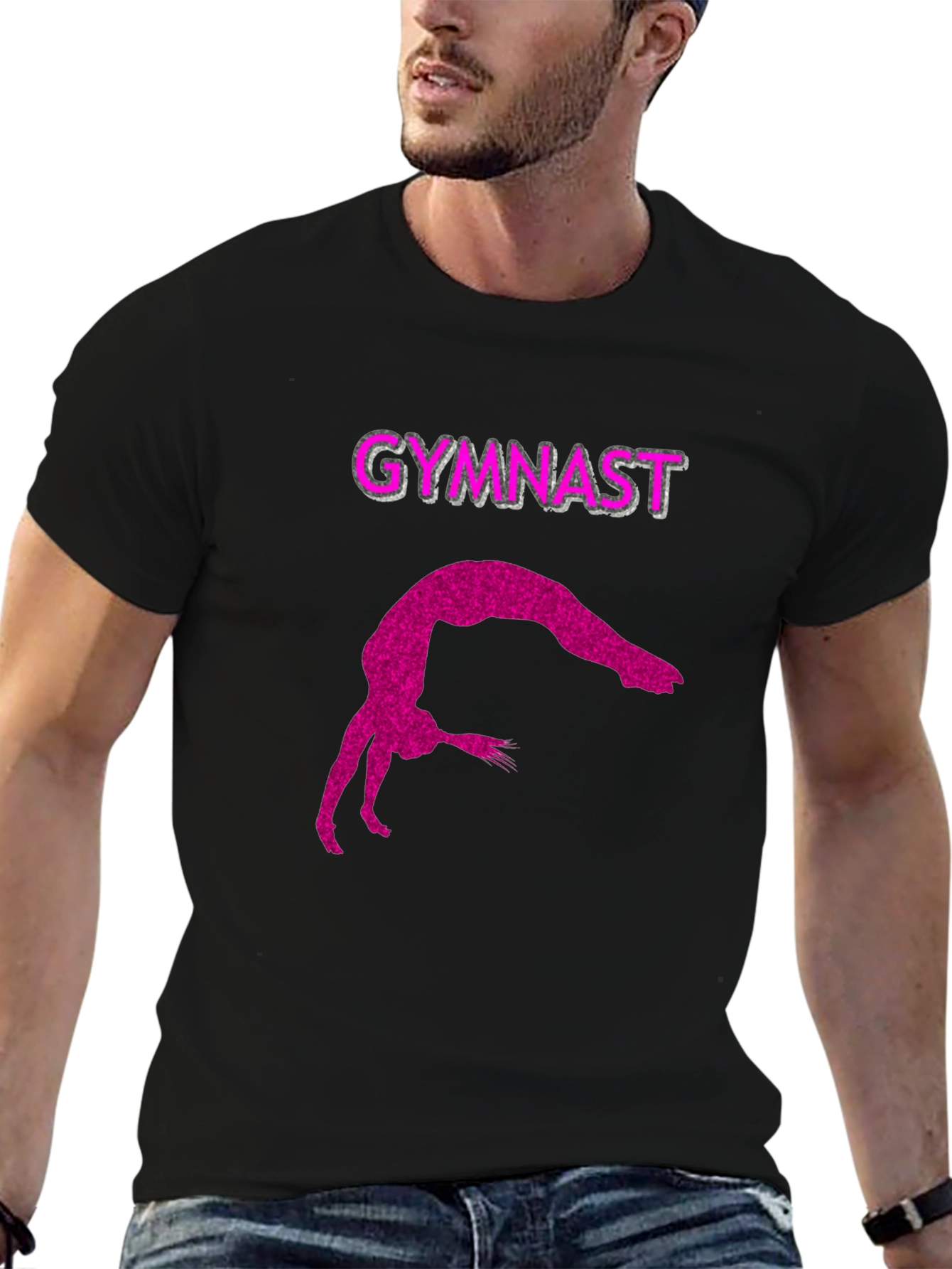 Gymnast Silhouette Tee - Black Cotton Blend