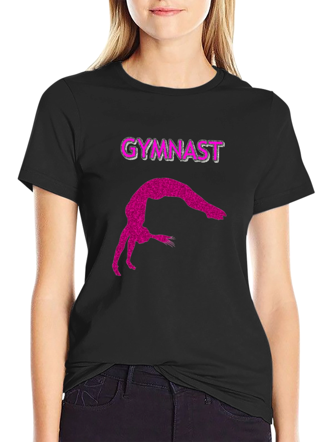 Gymnast Silhouette Tee - Black Cotton Blend