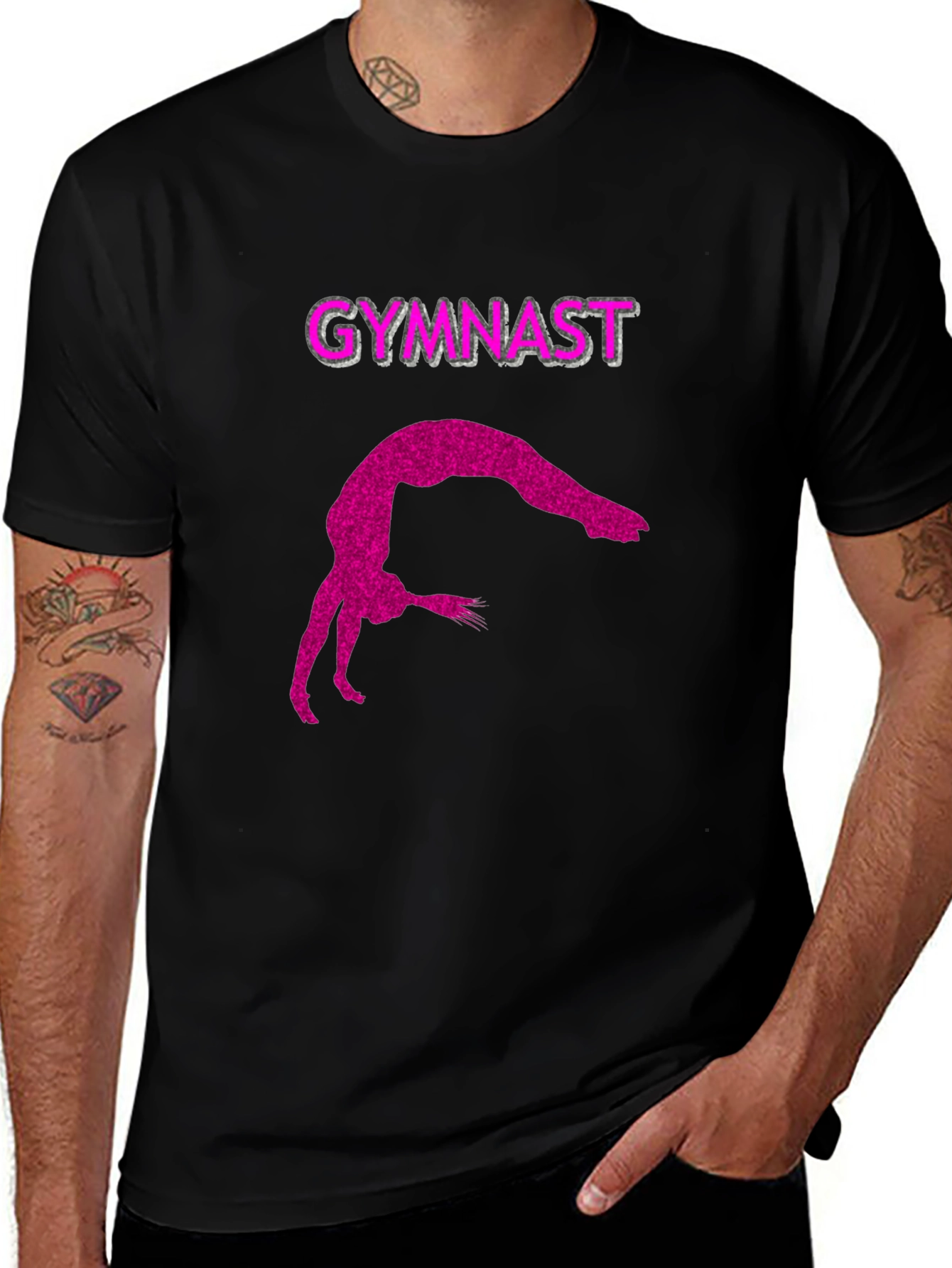 Gymnast Silhouette Tee - Black Cotton Blend