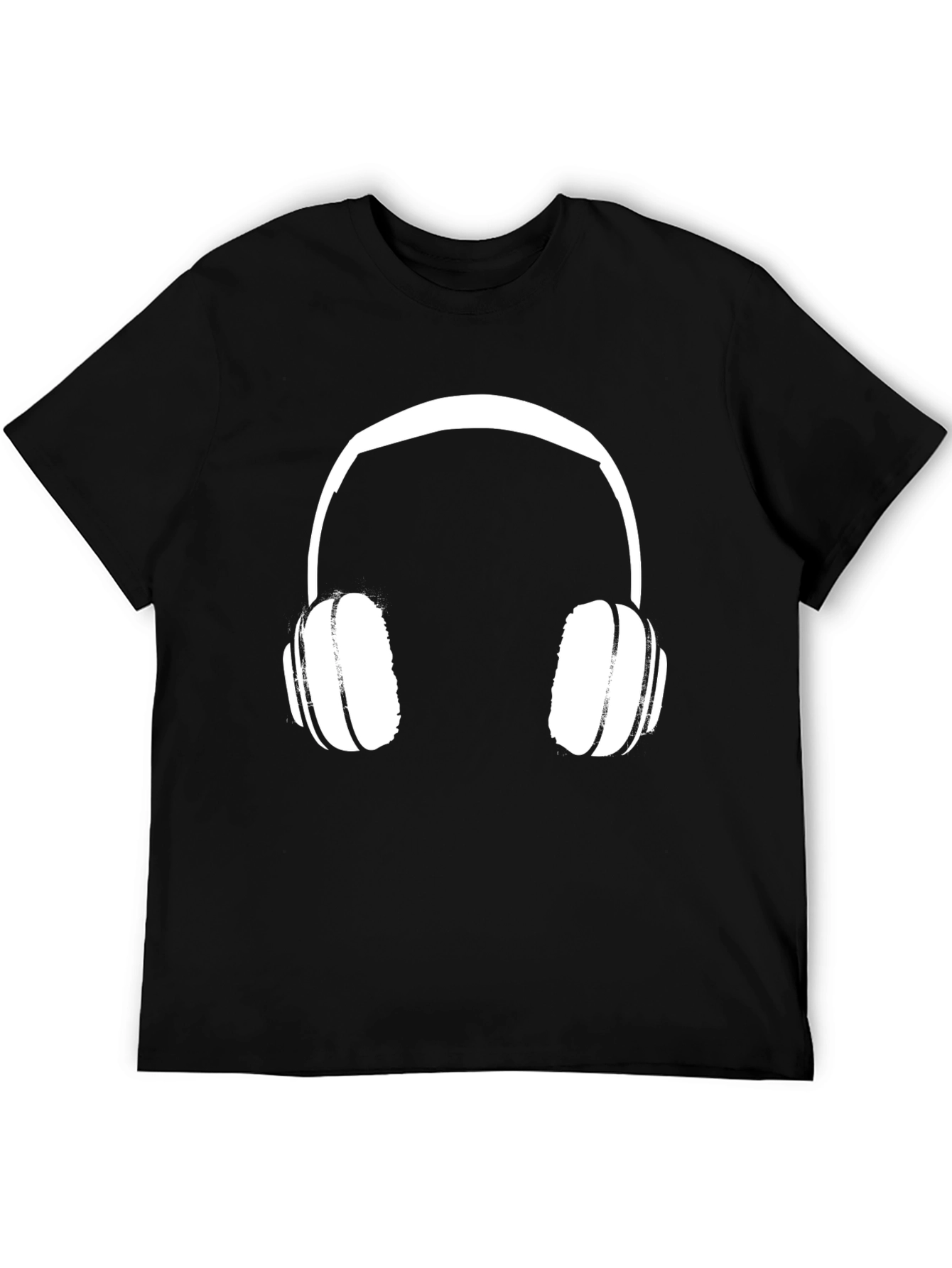 Headphone Graphic Tee - Black Cotton Casual Shirt