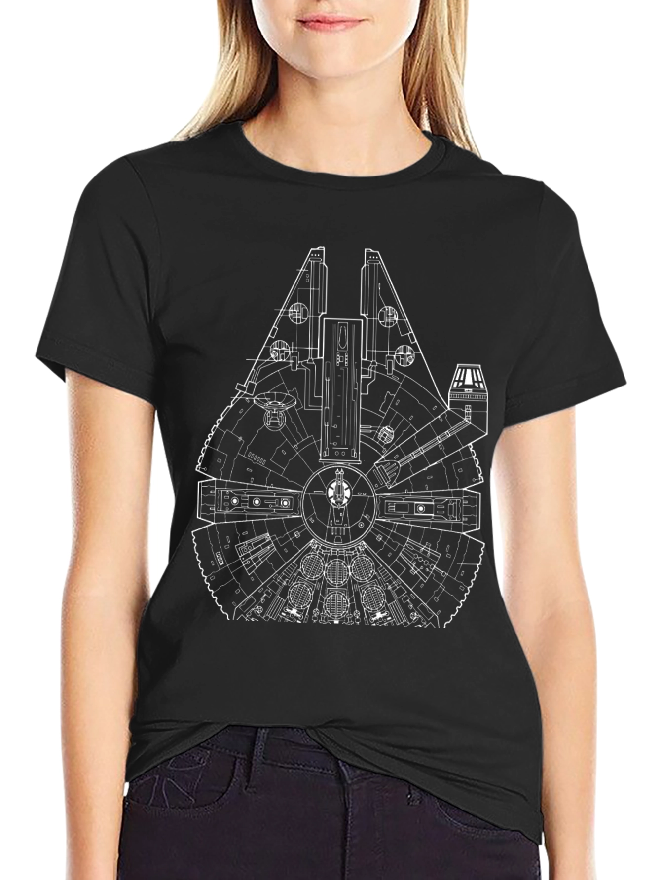 Millennium Falcon Blueprint T-Shirt - Black