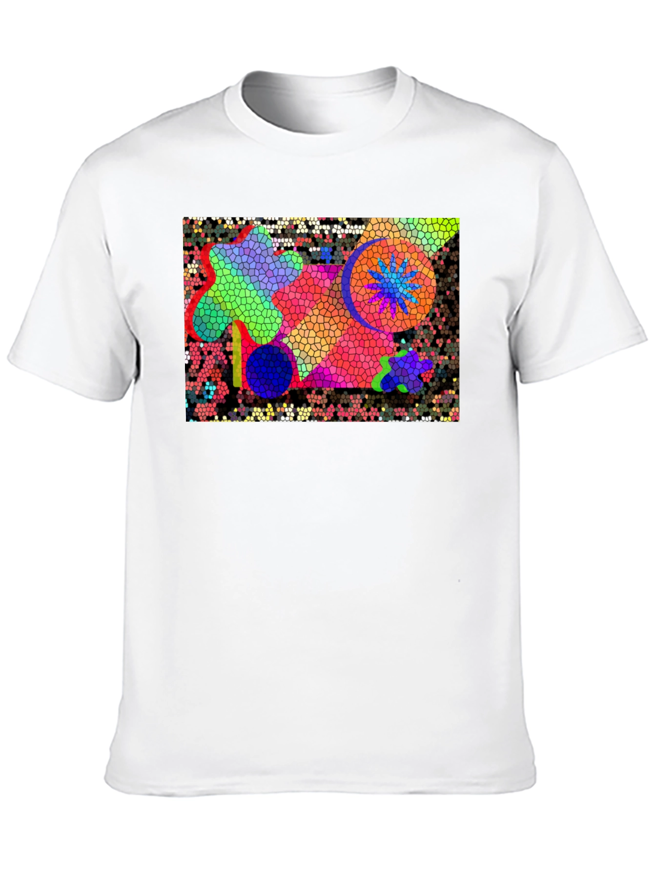 Mosaic Art Graphic Print Black T-Shirt