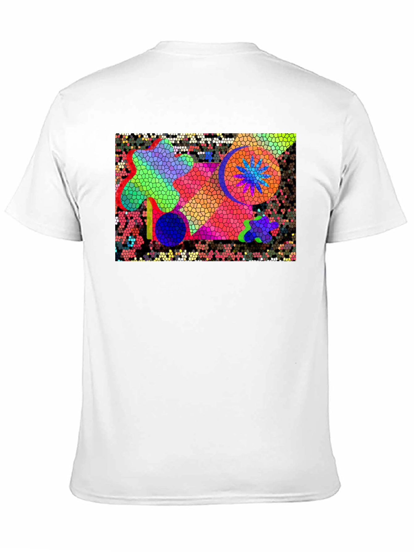 Mosaic Art Graphic Print Black T-Shirt