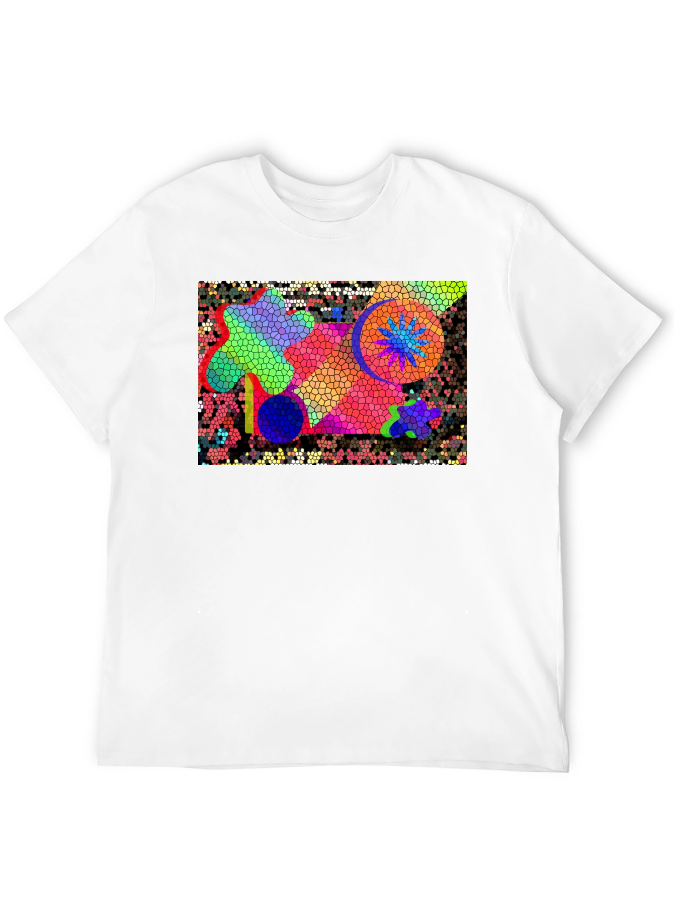 Mosaic Art Graphic Print Black T-Shirt