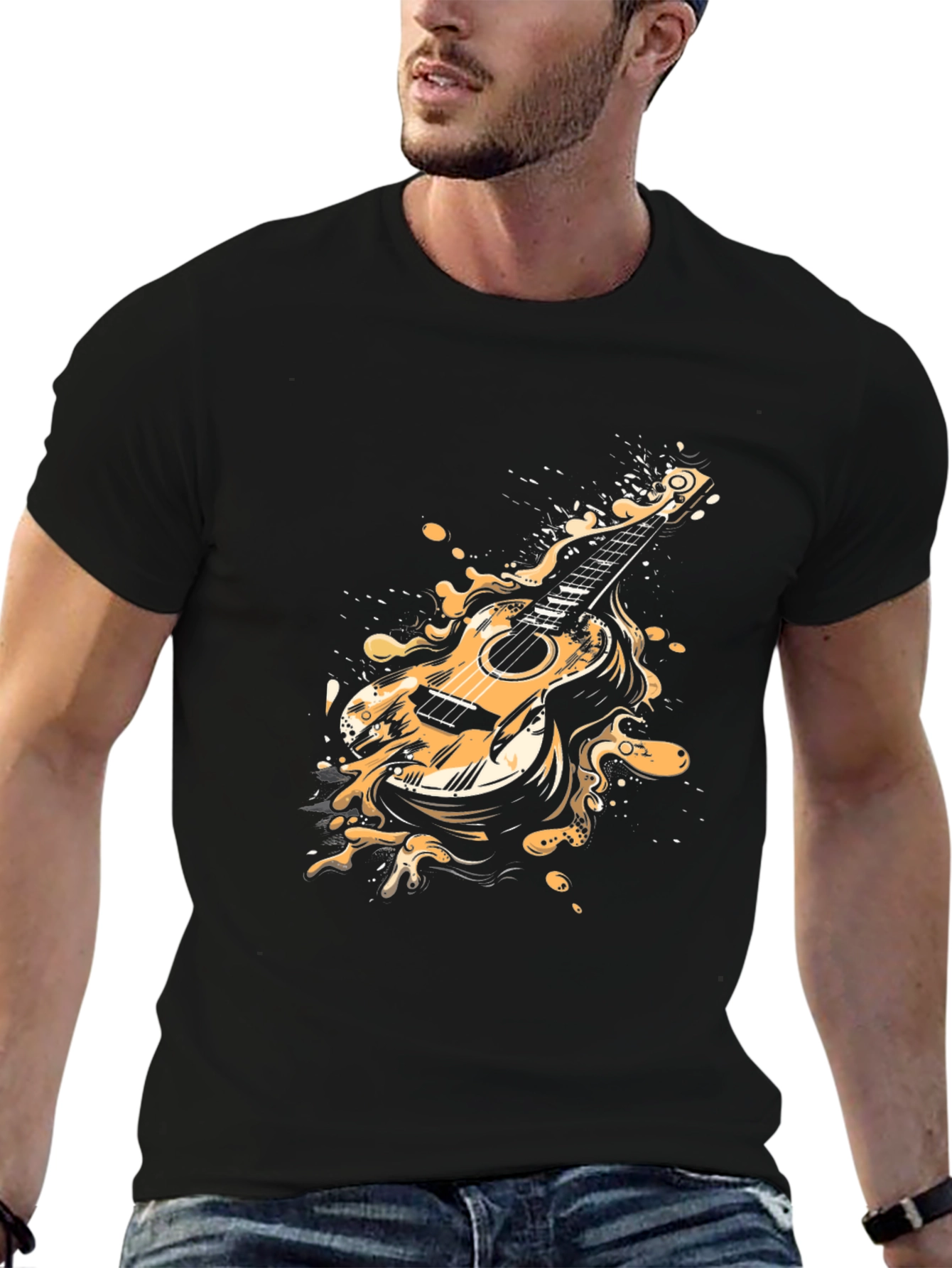Guitar Splash Graphic Tee - Cool Musician T-Shirt