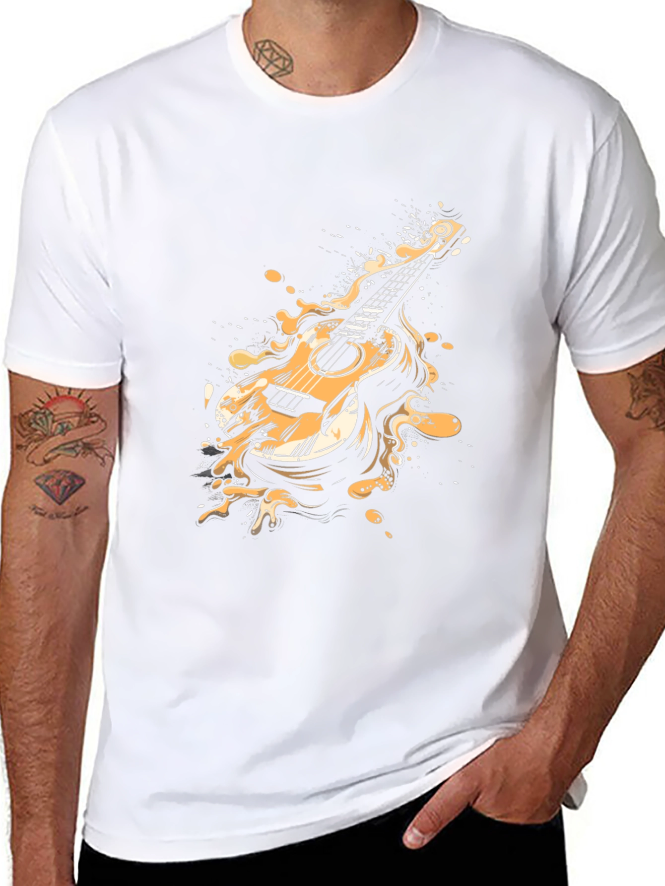 Guitar Splash Graphic Tee - Cool Musician T-Shirt