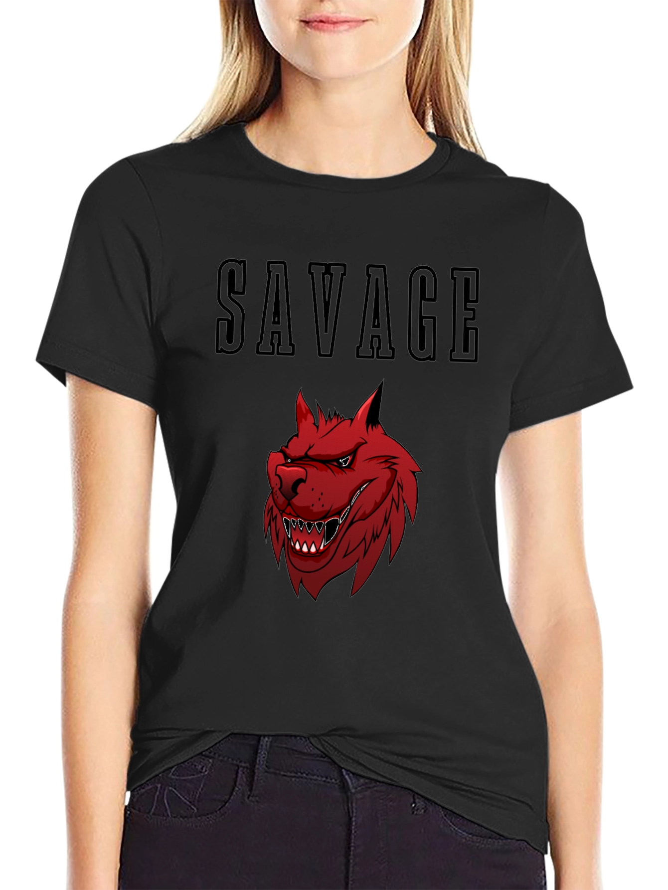 Savage Wolf Graphic Tee - Bold Black T-Shirt