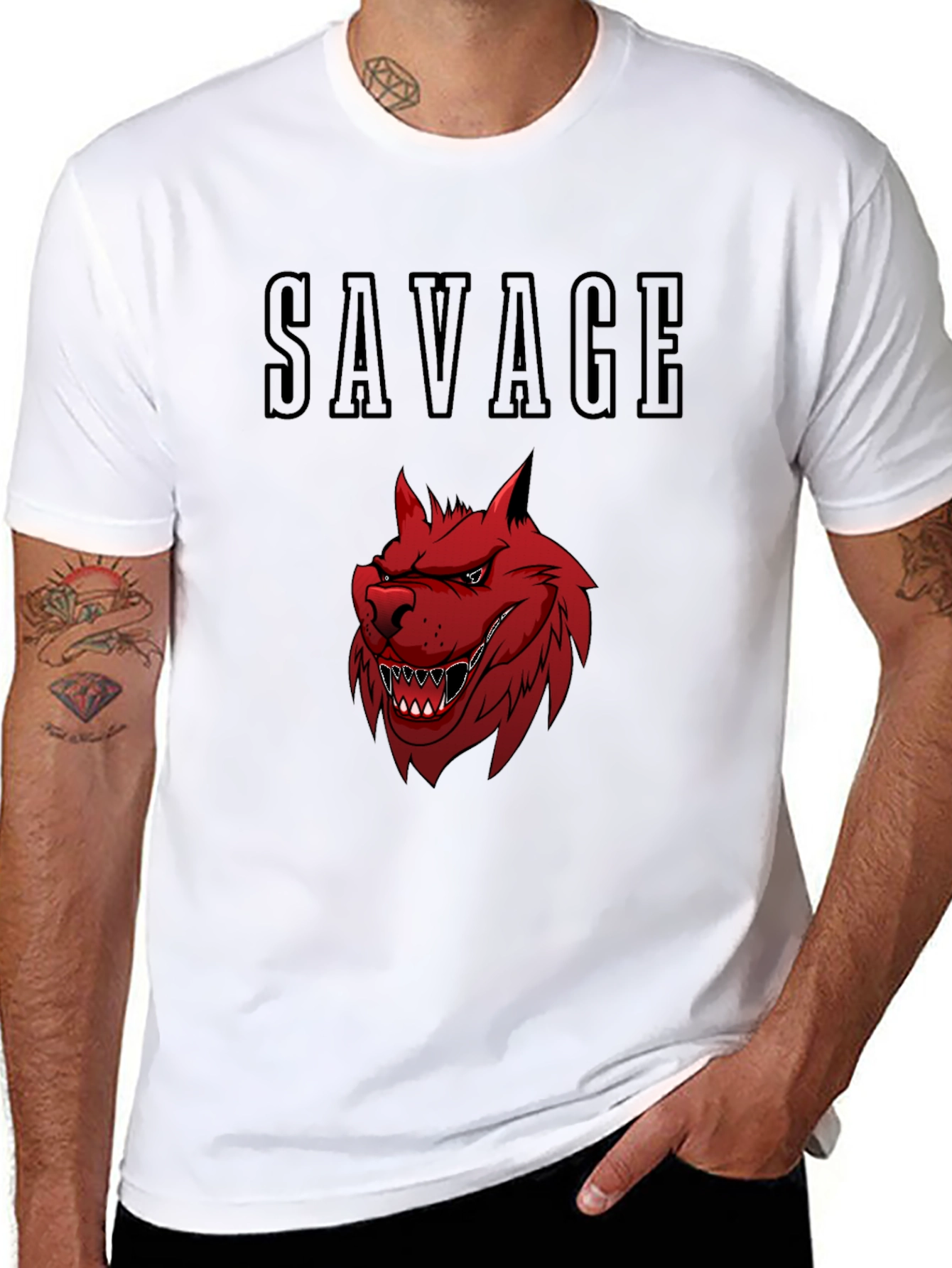 Savage Wolf Graphic Tee - Bold Black T-Shirt