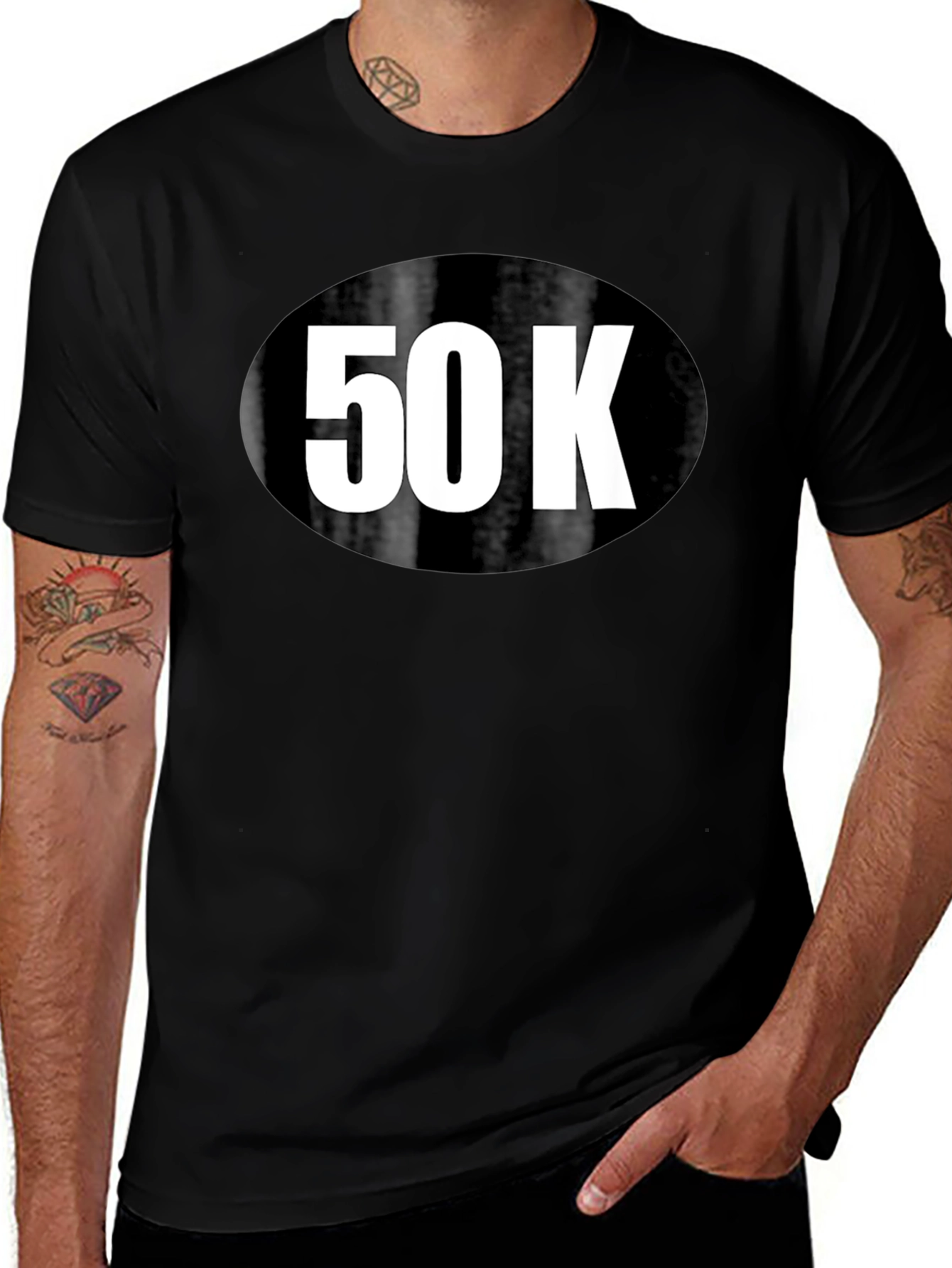 50K Run T-Shirt - Black Cotton Blend