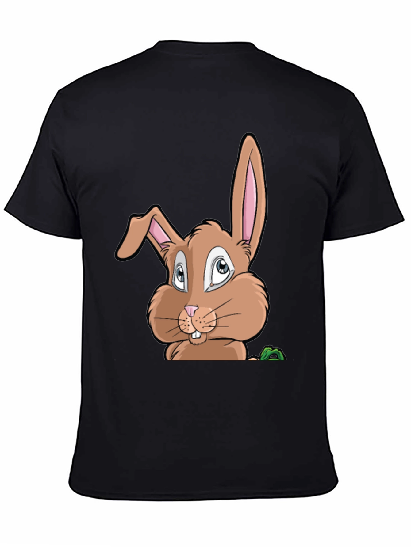 Cute Cartoon Bunny Graphic Black T-Shirt