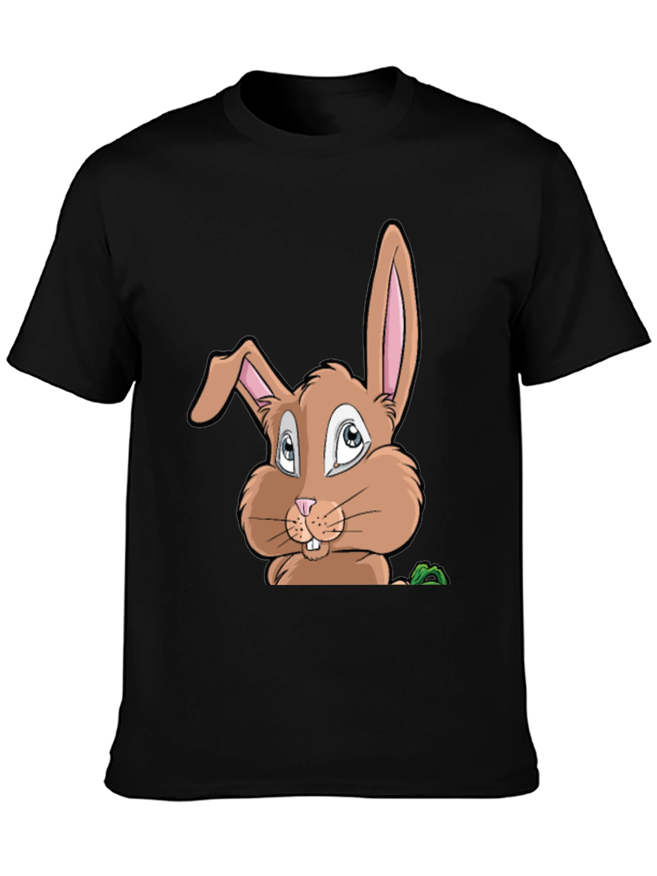 Cute Cartoon Bunny Graphic Black T-Shirt