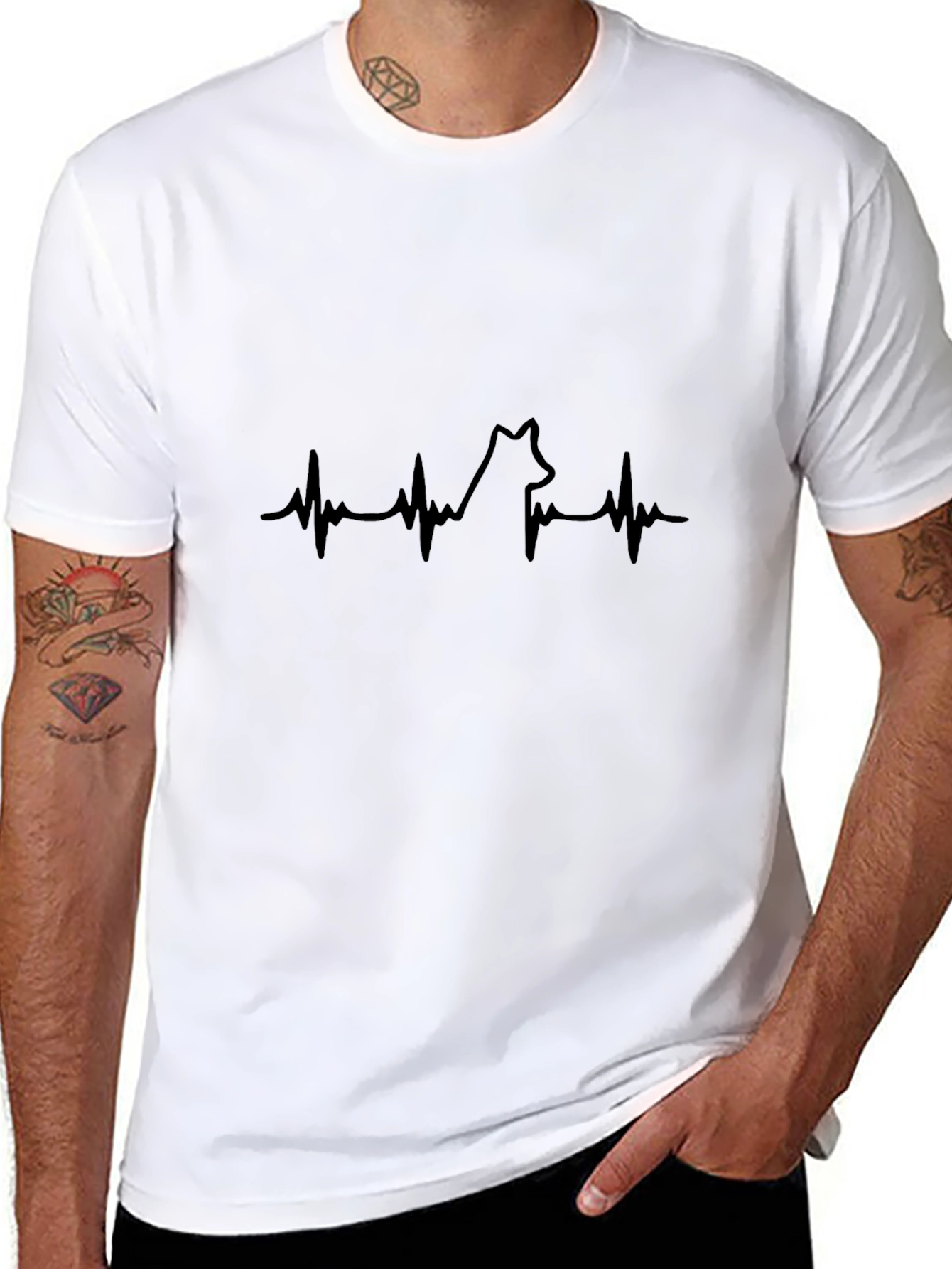 Dog Heartbeat Graphic Black T-Shirt