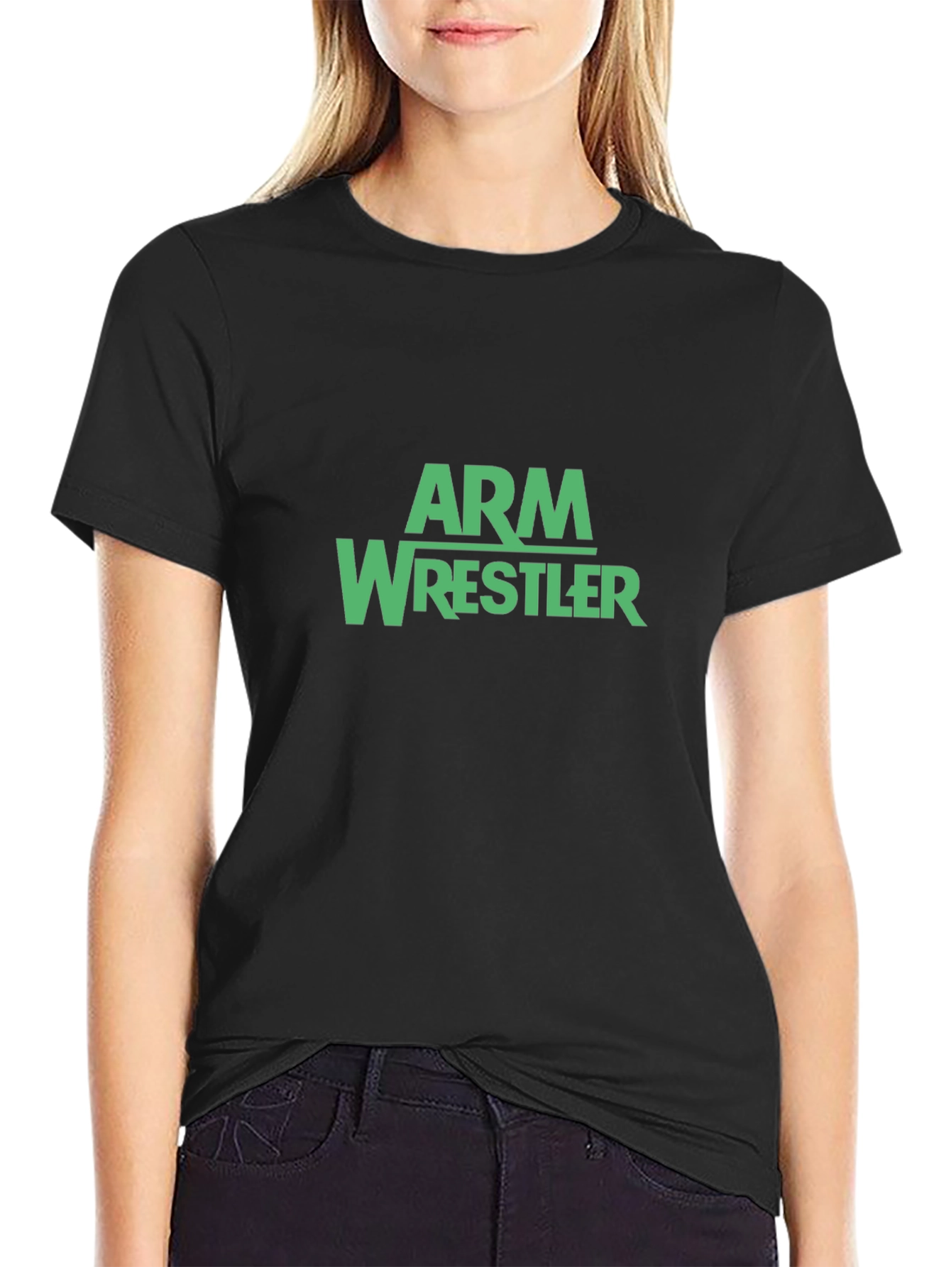 Arm Wrestler Graphic Tee - Black Cotton Blend