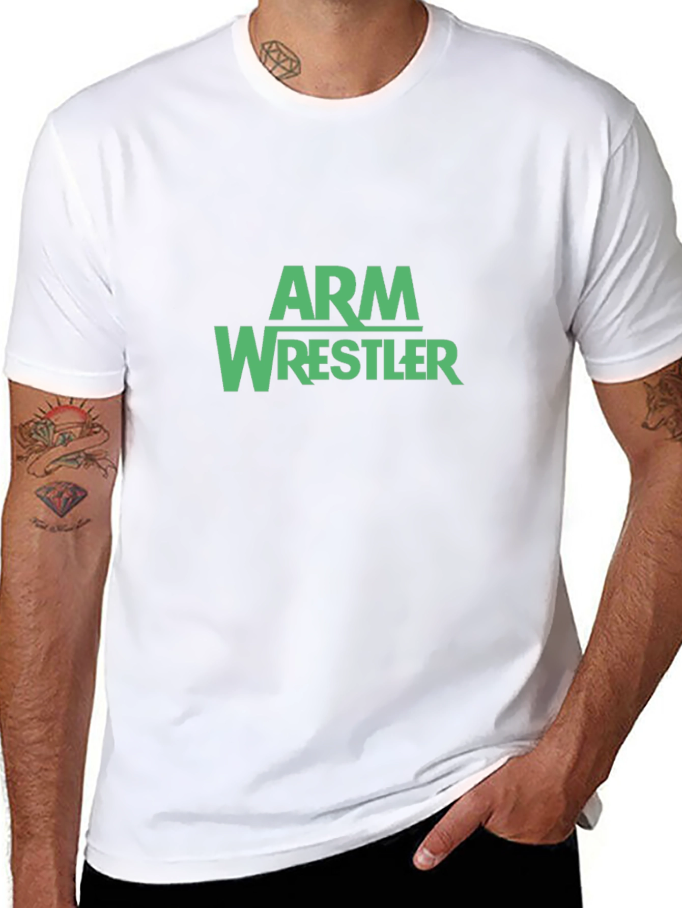 Arm Wrestler Graphic Tee - Black Cotton Blend