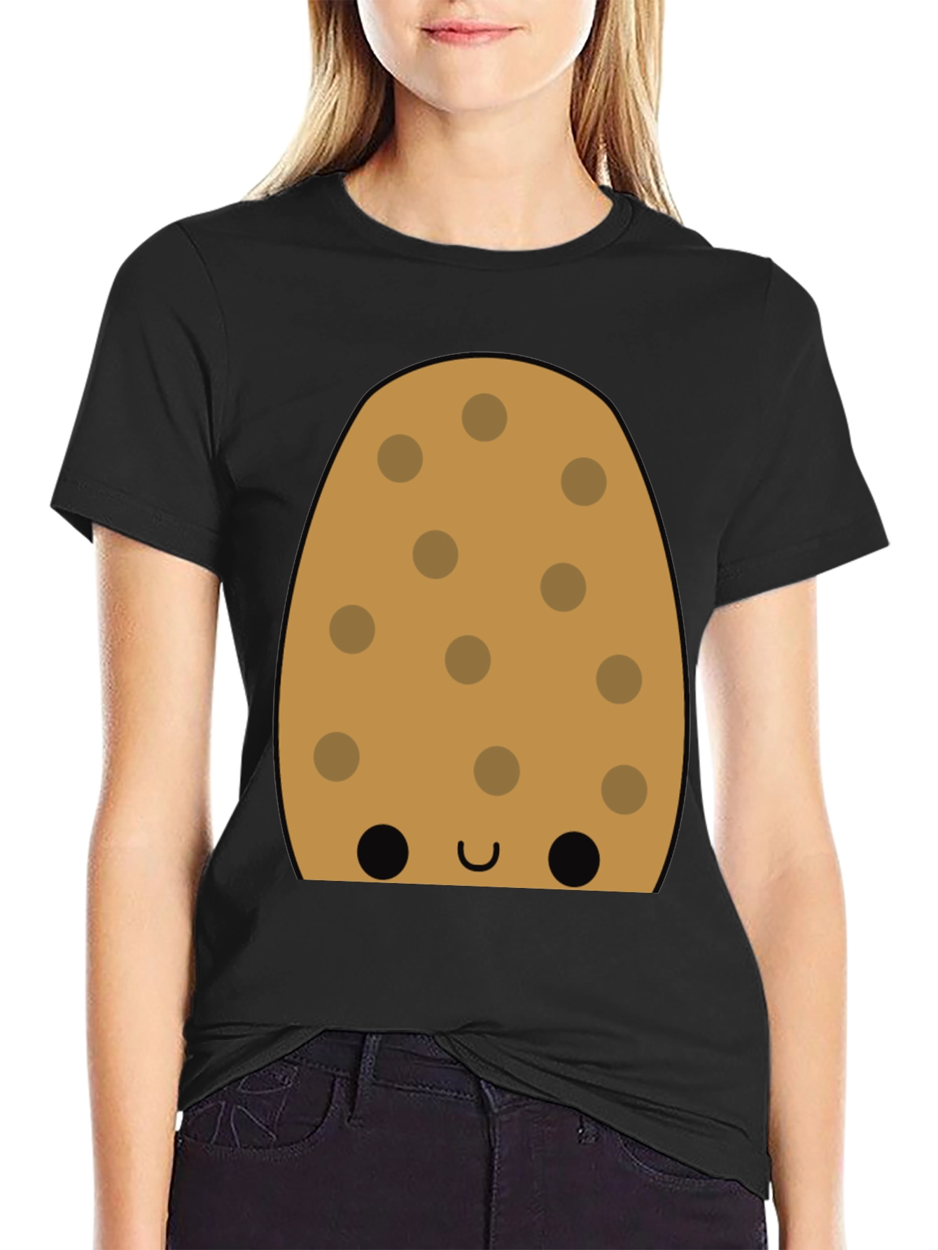 Cookie Character Graphic Tee - Fun Black T-Shirt