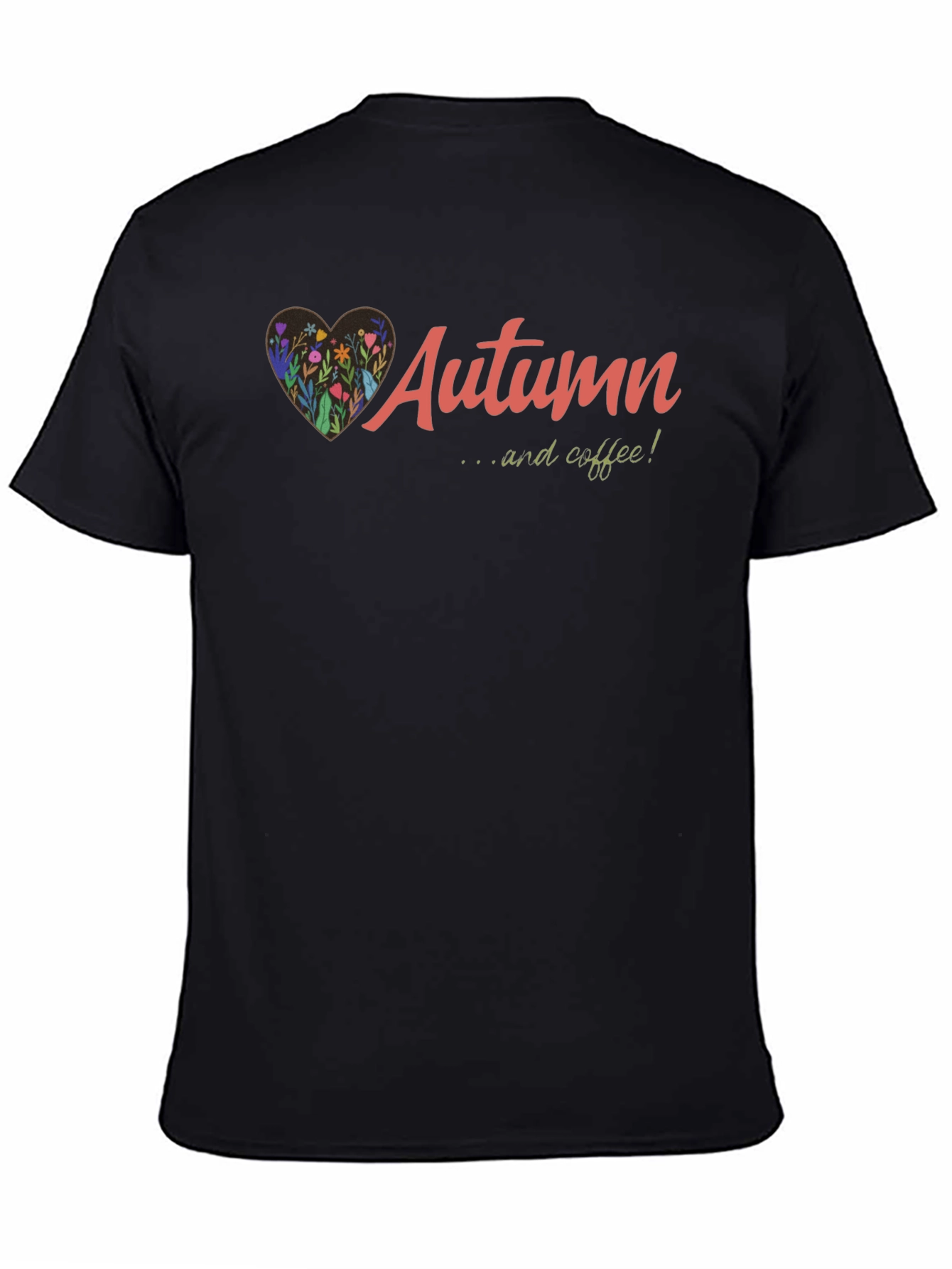 Autumn & Coffee Graphic Tee - Soft Black Cotton