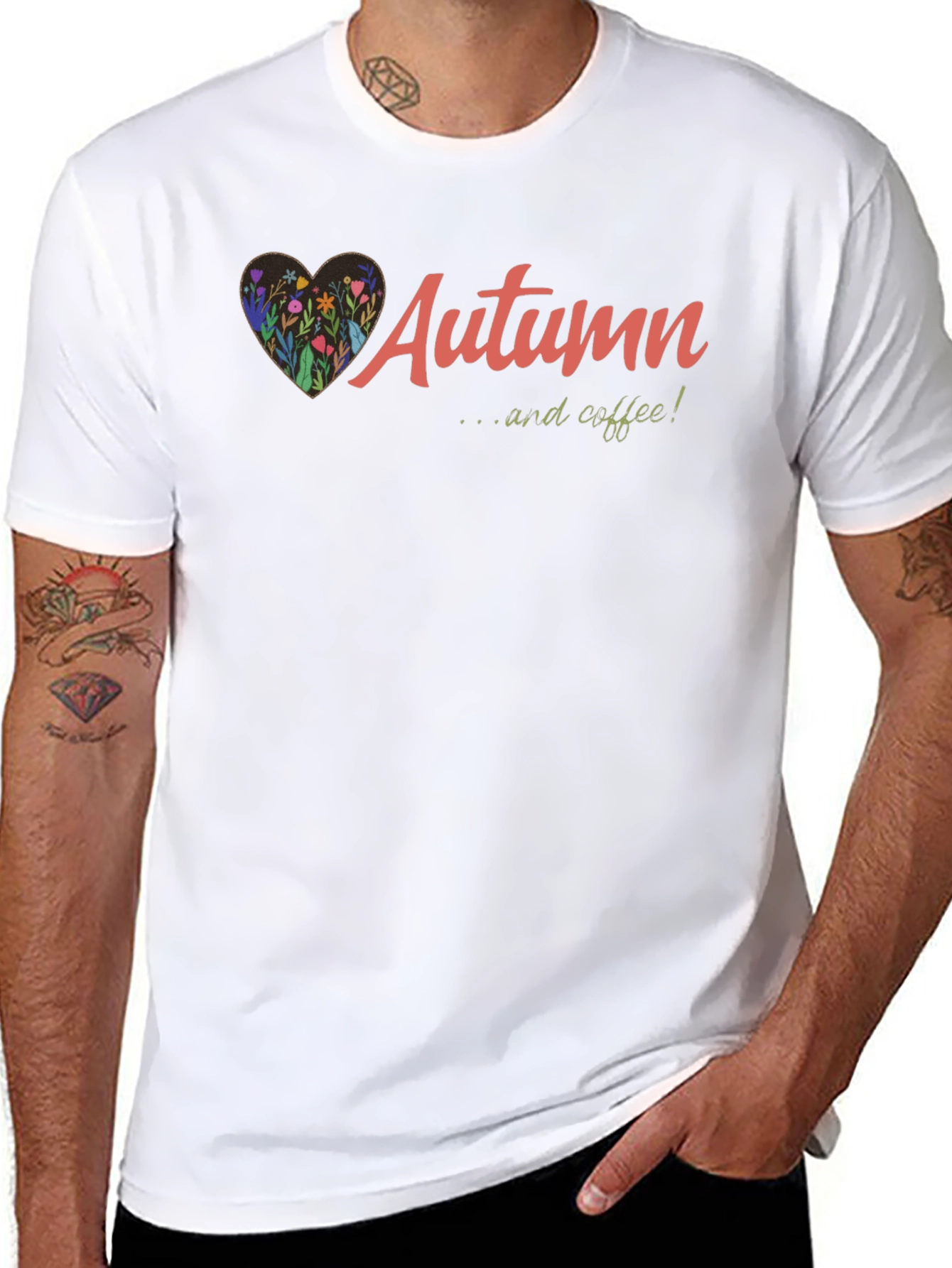 Autumn & Coffee Graphic Tee - Soft Black Cotton