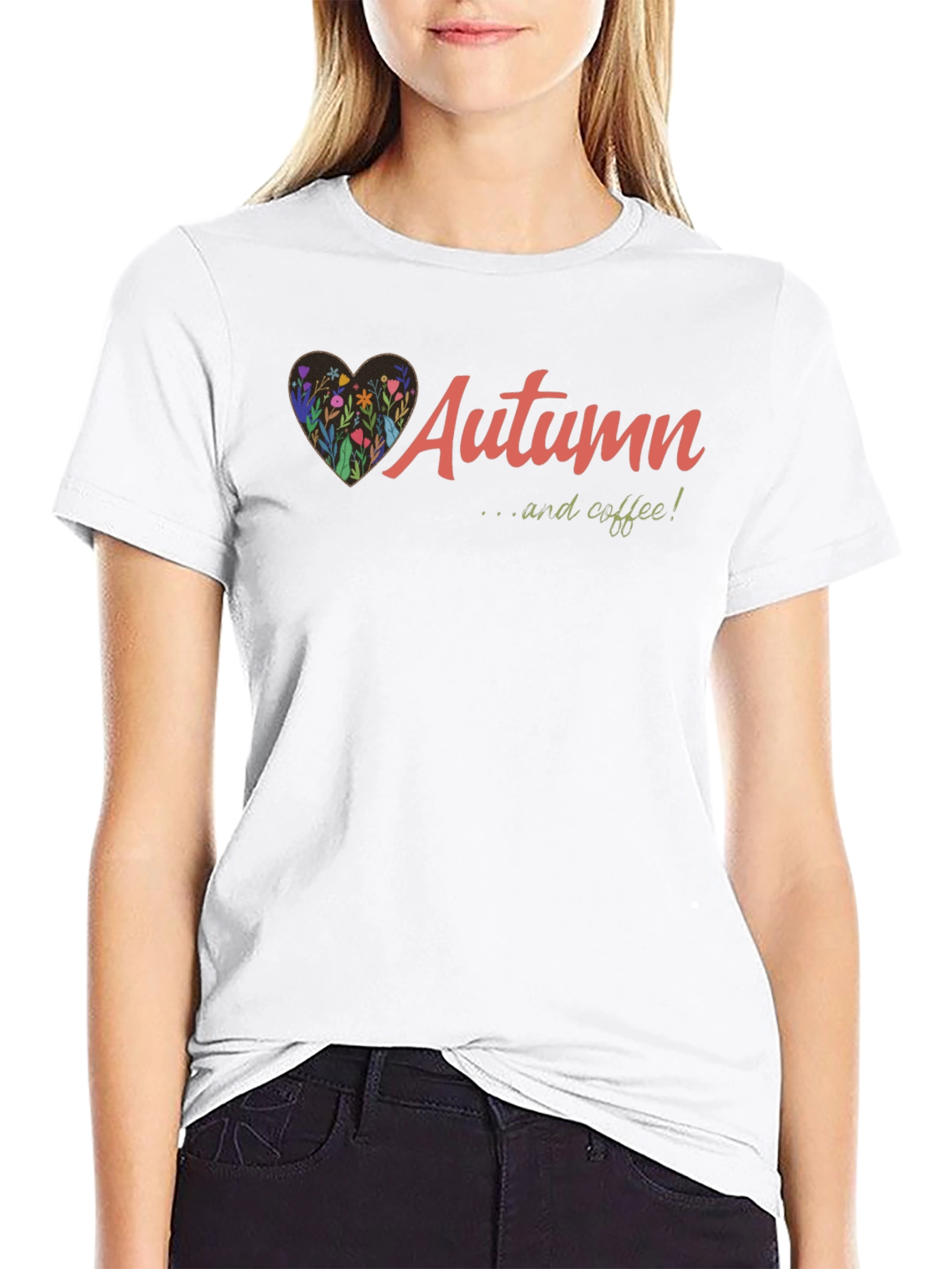 Autumn & Coffee Graphic Tee - Soft Black Cotton
