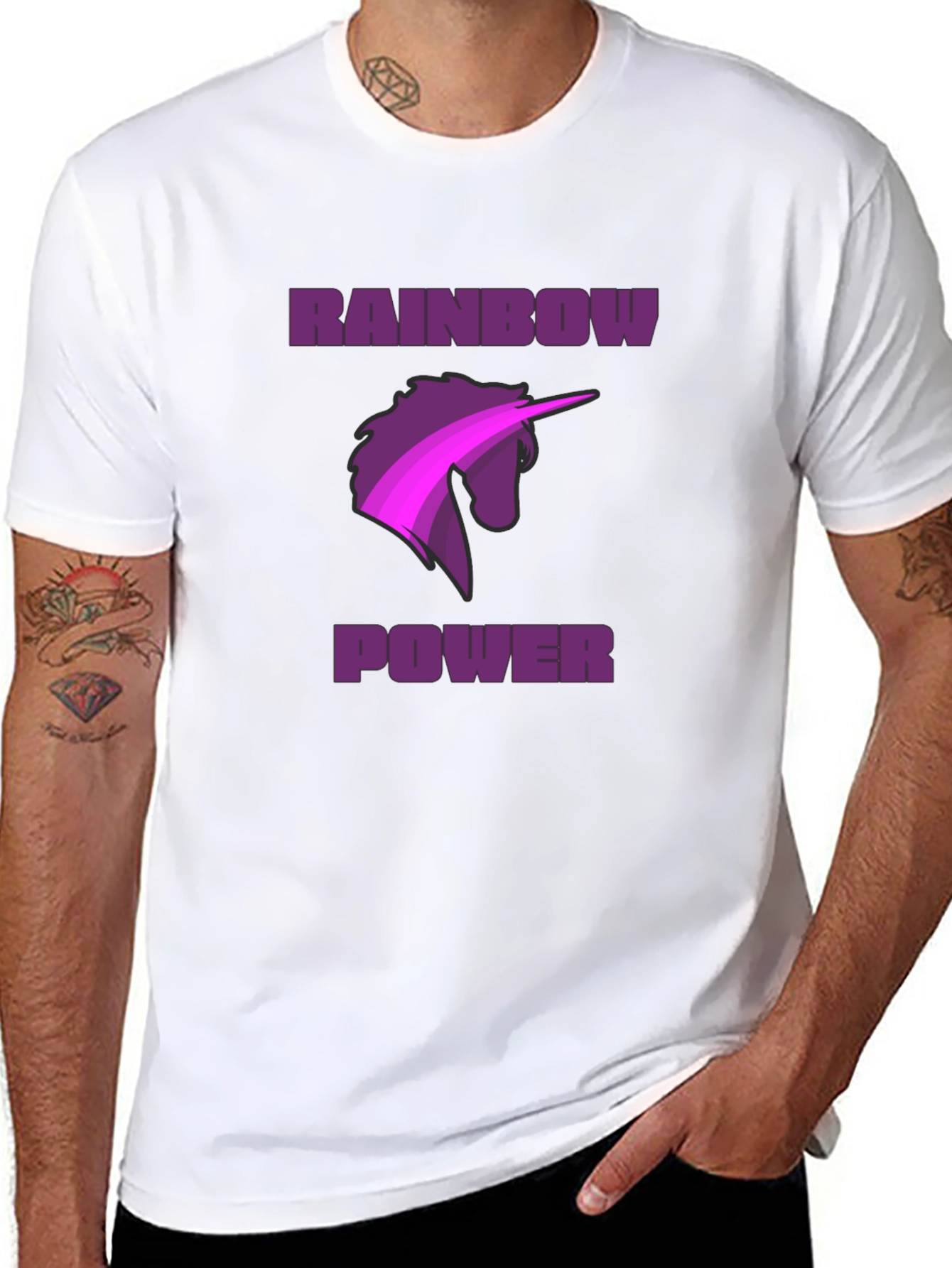 Rainbow Power Unicorn Graphic Tee