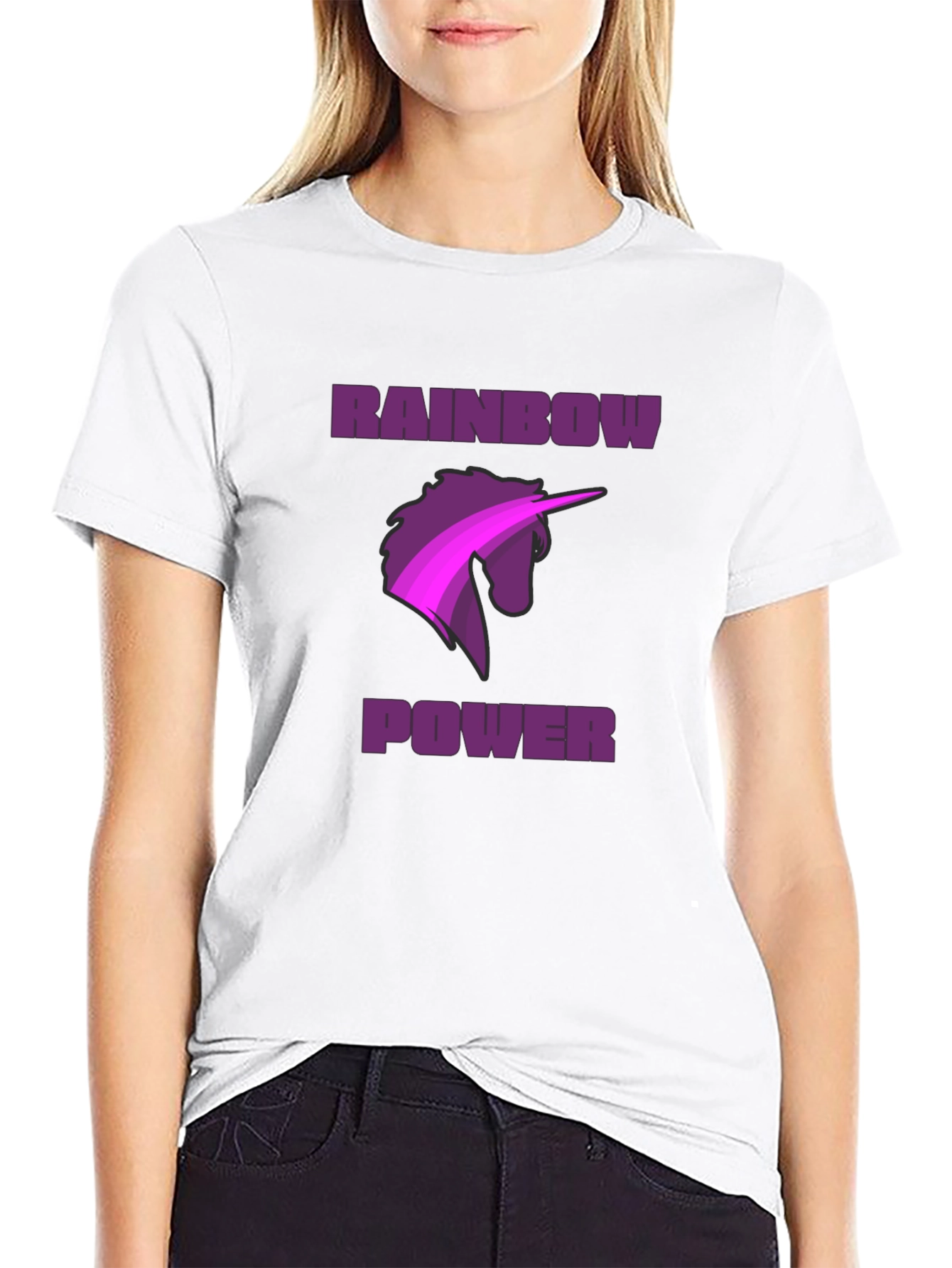 Rainbow Power Unicorn Graphic Tee