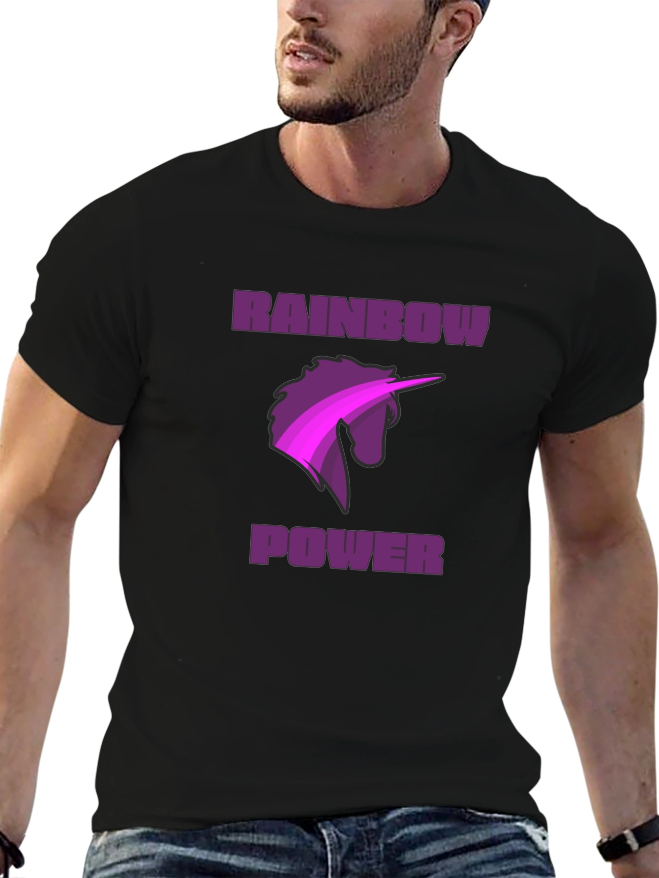 Rainbow Power Unicorn Graphic Tee