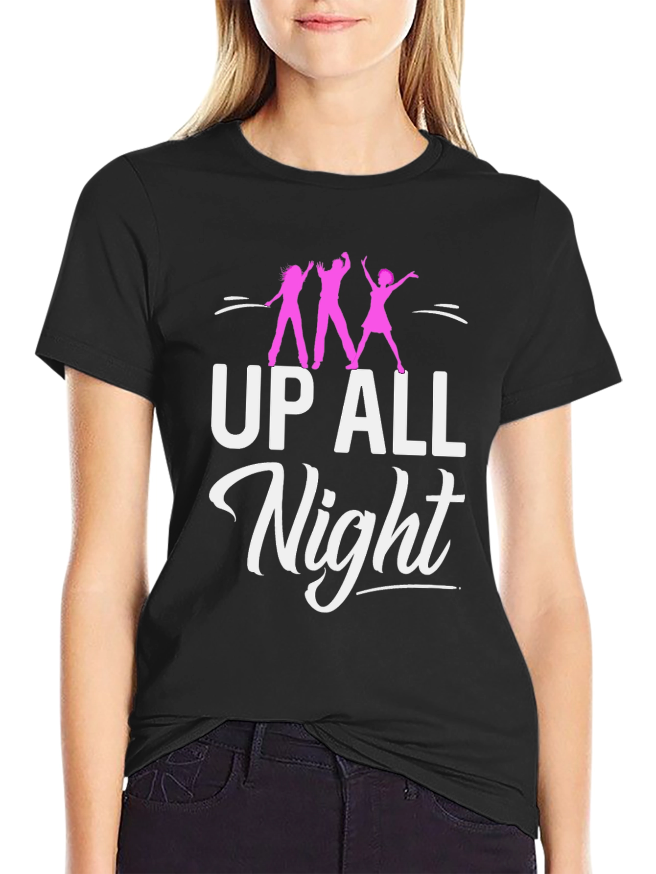 Up All Night Party T-Shirt - Black Cotton
