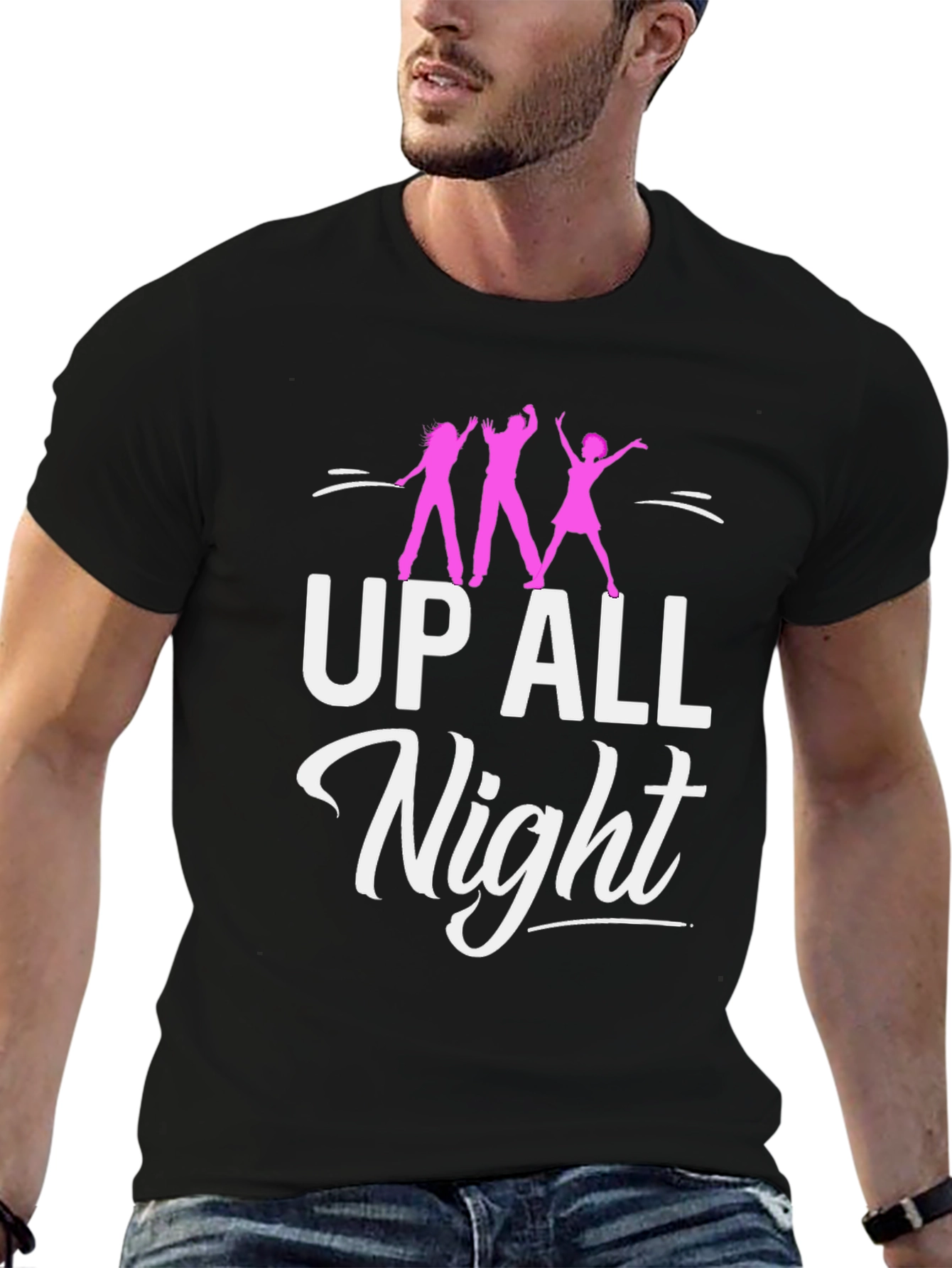 Up All Night Party T-Shirt - Black Cotton