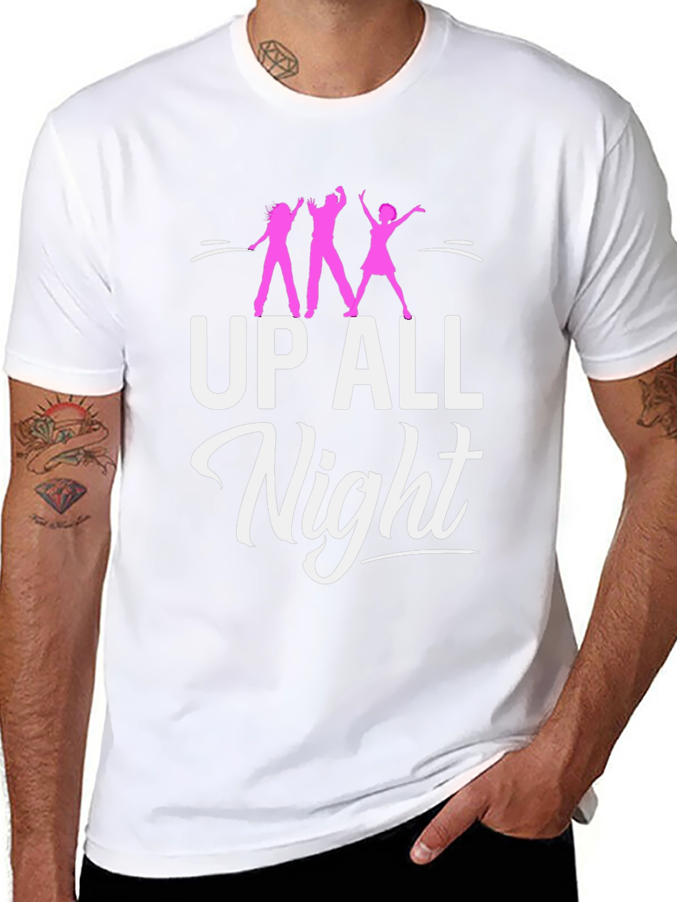 Up All Night Party T-Shirt - Black Cotton